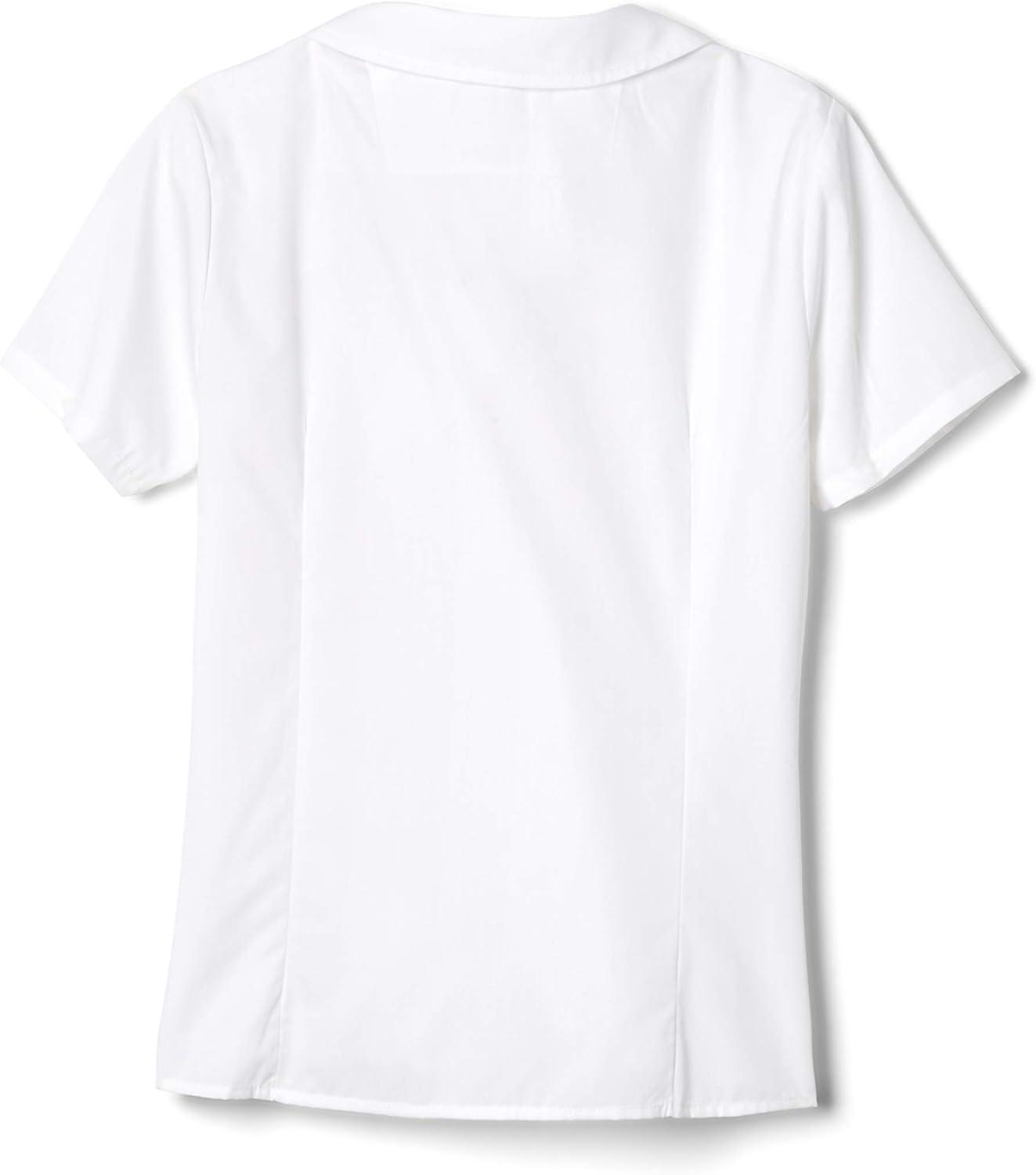 French Toast Peter Pan Collar Short Sleeve Blouse (Girls Standard & Plus Sizes), Blue,(White)
