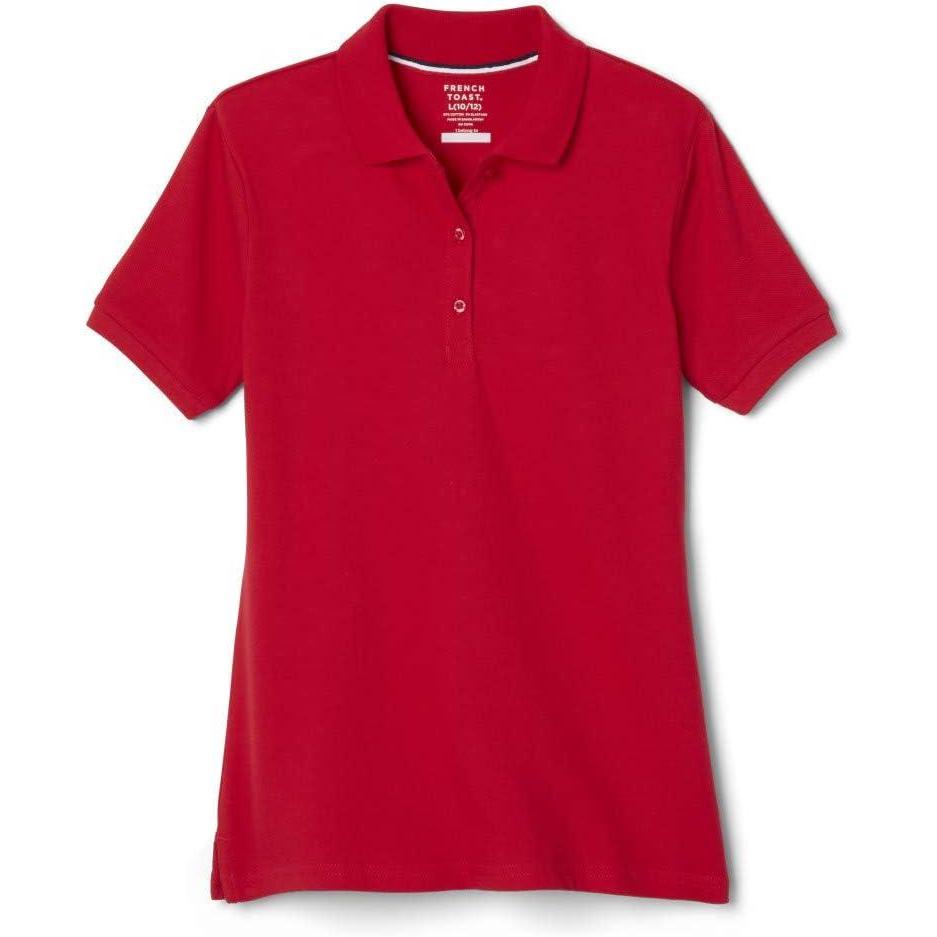 French Toast Girls’ Short Sleeve Stretch Pique Polo Shirt(Pink)