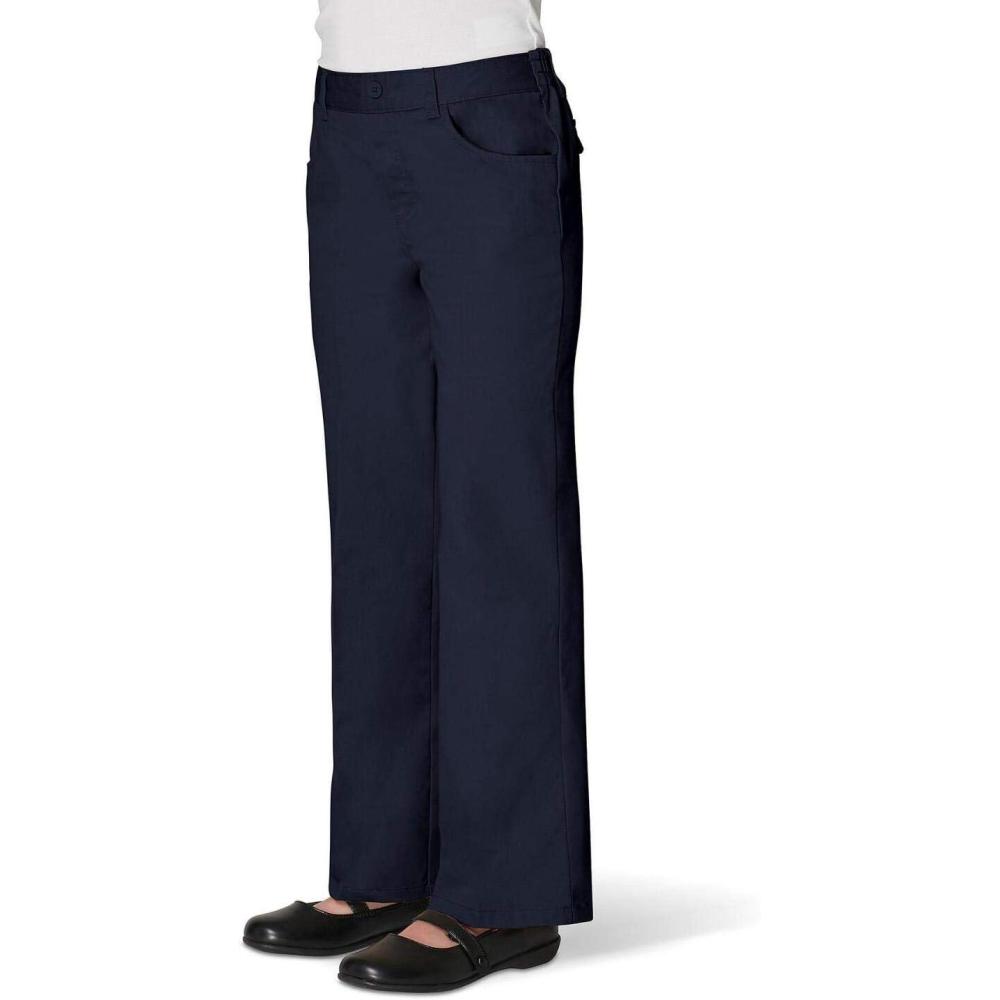 French Toast Girls’ Pull-On Straight Fit Stretch Twill Pant(Navy)