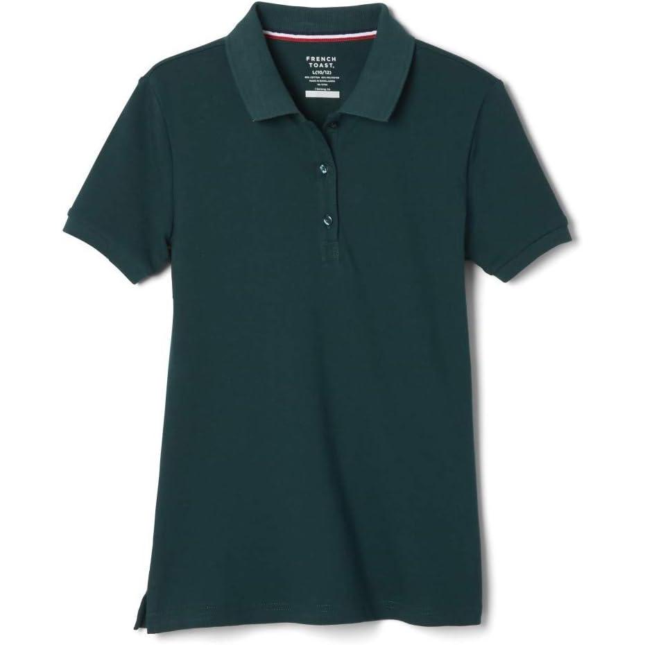 French Toast Girls’ Short Sleeve Stretch Pique Polo Shirt(Hunter)