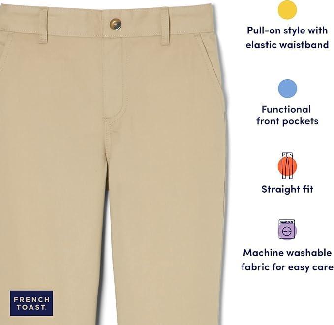 French Toast Girls’ Pull-On Straight Fit Stretch Twill Pant(School Uniform Grey)