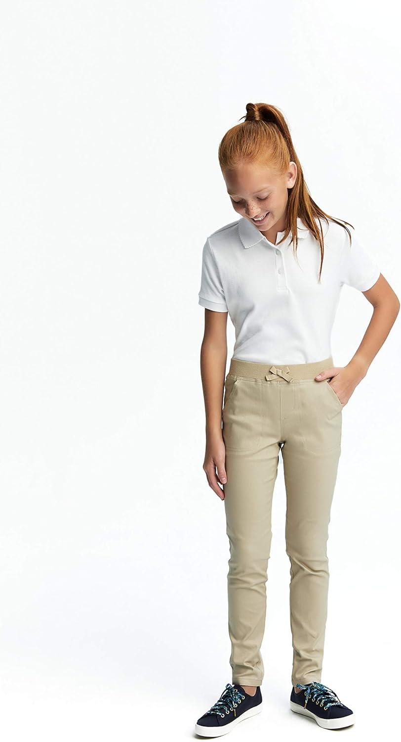 French Toast Girls’ Picot Collar Polo Short Sleeve Shirt (Kids Standard & Plus Size), White, 18-20