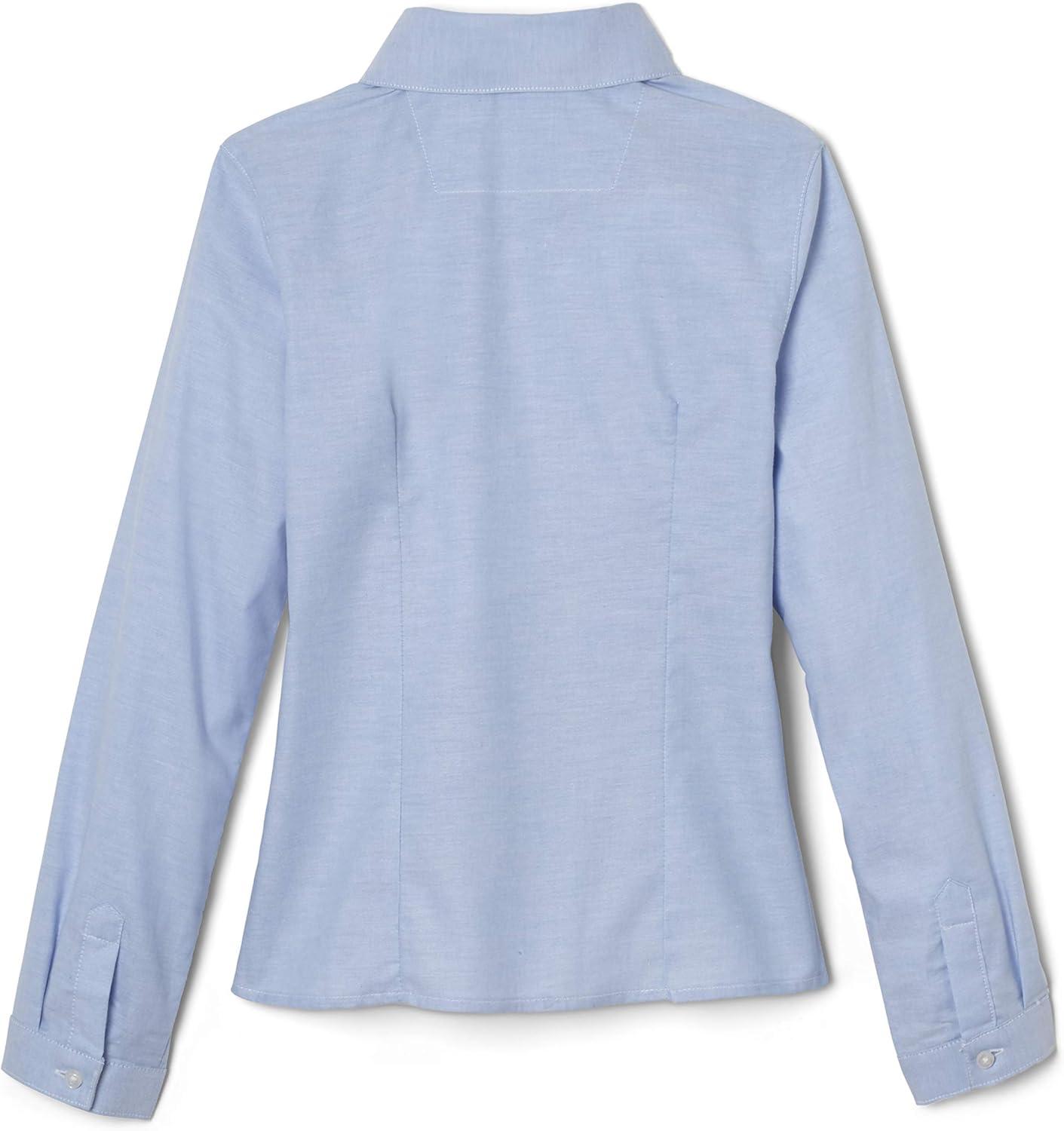 French Toast Girls’ Fitted Wrinkle-Resistant Long Sleeve Oxford Shirt(Light Blue)
