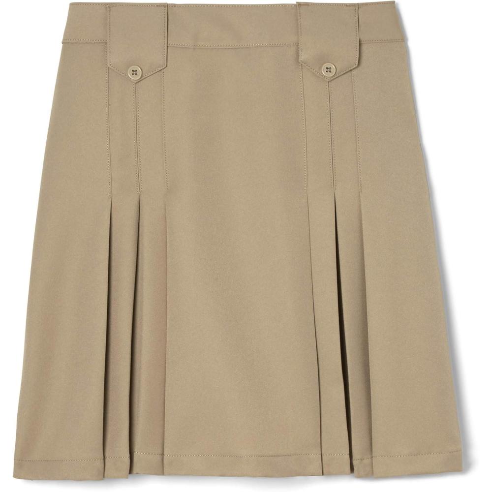 French Toast Big Girls’ Front Pleated Skirt with Tabs(Khaki)
