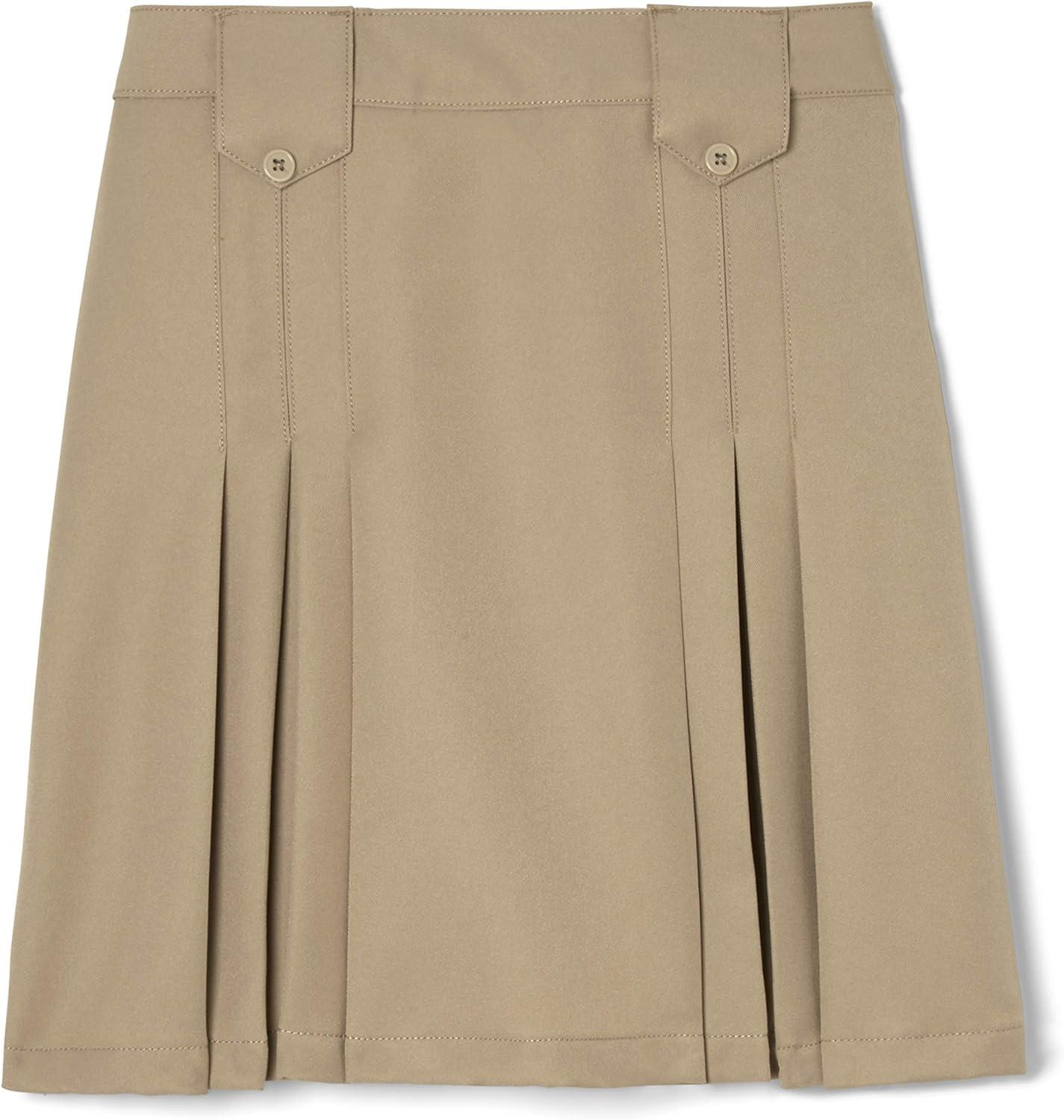 French Toast Big Girls’ Front Pleated Skirt with Tabs(Khaki)