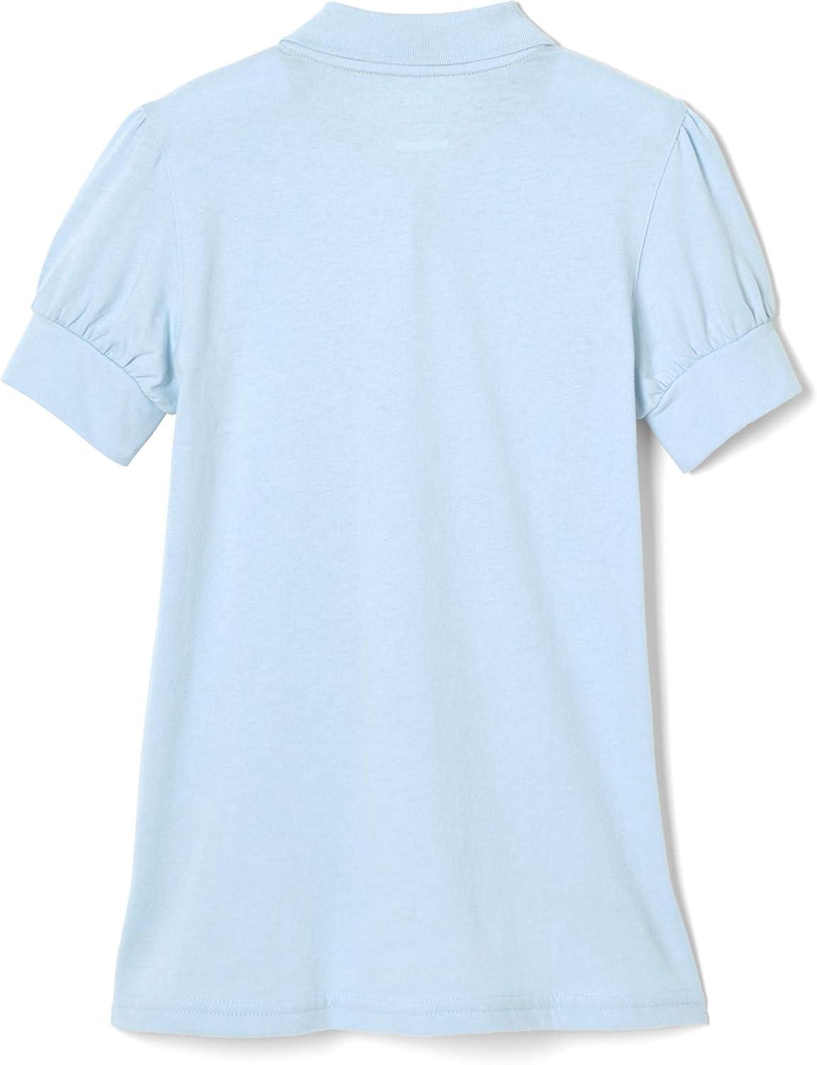 French Toast Girls Puff Sleeve Double Button Polo(Light Blue)