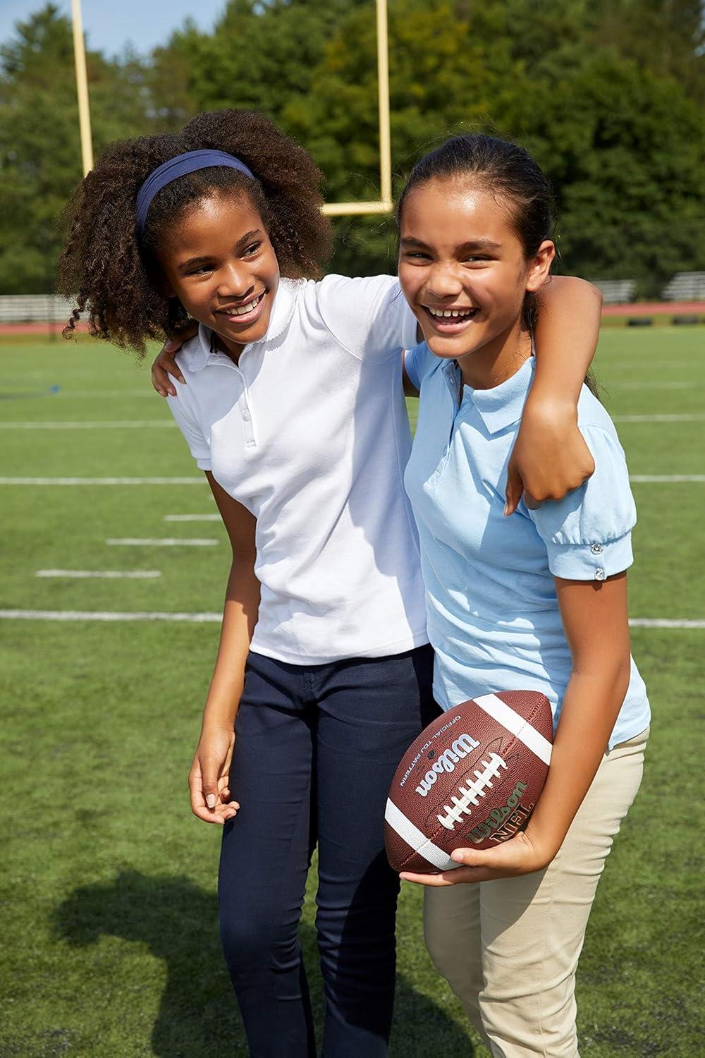 French Toast Girls Puff Sleeve Double Button Polo(Light Blue)