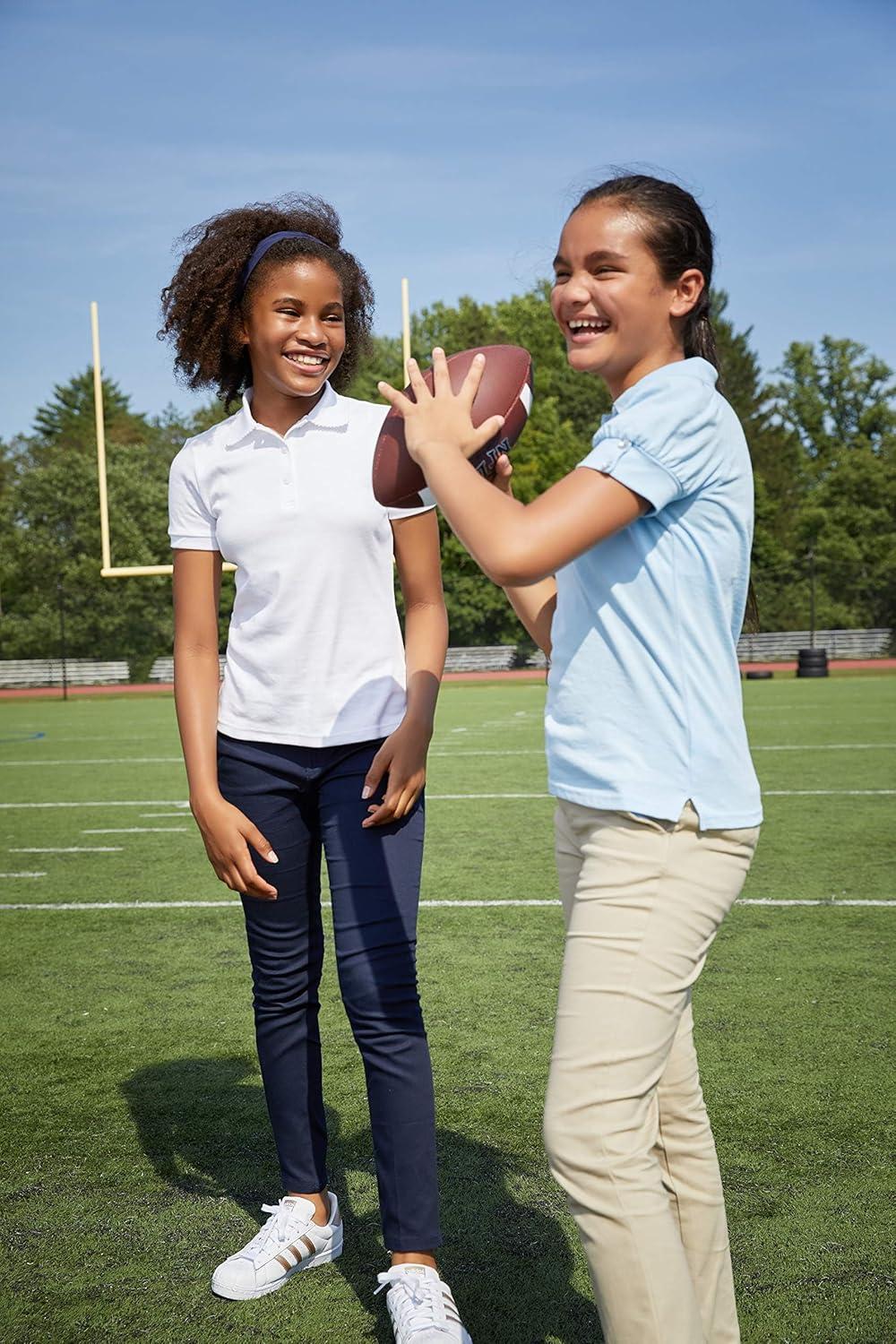 French Toast Girls Puff Sleeve Double Button Polo(Light Blue)