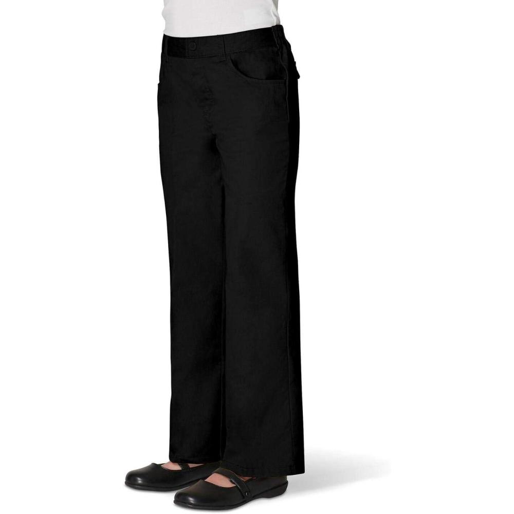 French Toast Girls’ Pull-On Straight Fit Stretch Twill Pant(Black)