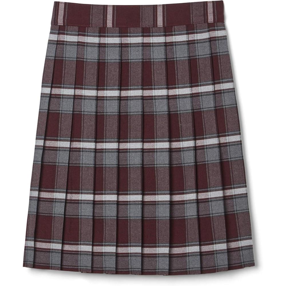 French Toast Girls’ Plaid Pleated Skirt(Burgundy Plaid)