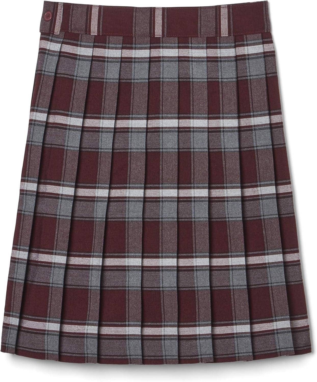 French Toast Girls’ Plaid Pleated Skirt(Burgundy Plaid)