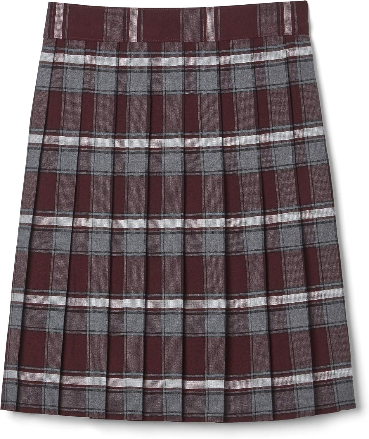 French Toast Girls’ Plaid Pleated Skirt(Burgundy Plaid)