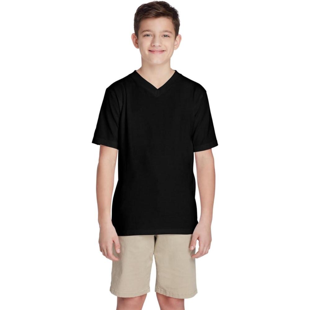 French Toast Men’s Short Sleeve V-Neck Tee(Black)