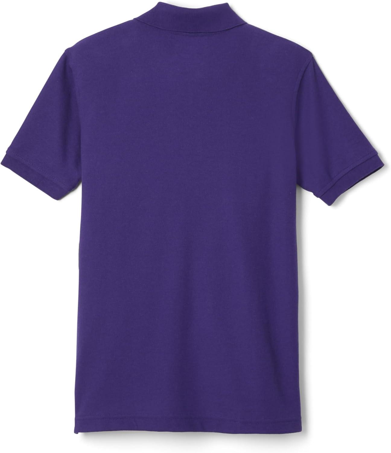 French Toast Boys Short Sleeve Pique Polo Shirt (Standard & Husky), Black, 10(Purple)