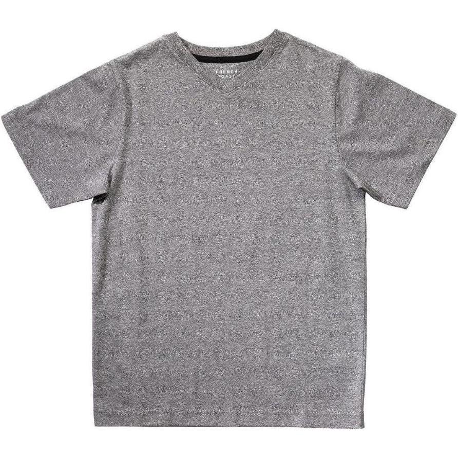 French Toast Men’s Short Sleeve V-Neck Tee(Marled Gray)