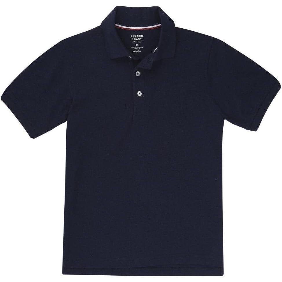 French Toast Boys Short Sleeve Pique Polo Shirt (Standard & Husky), Black, 10(Navy)