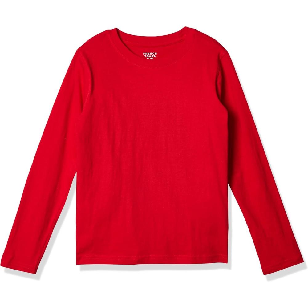 French Toast Boys Long Sleeve Crewneck Tee T-Shirt T Shirt(Red)