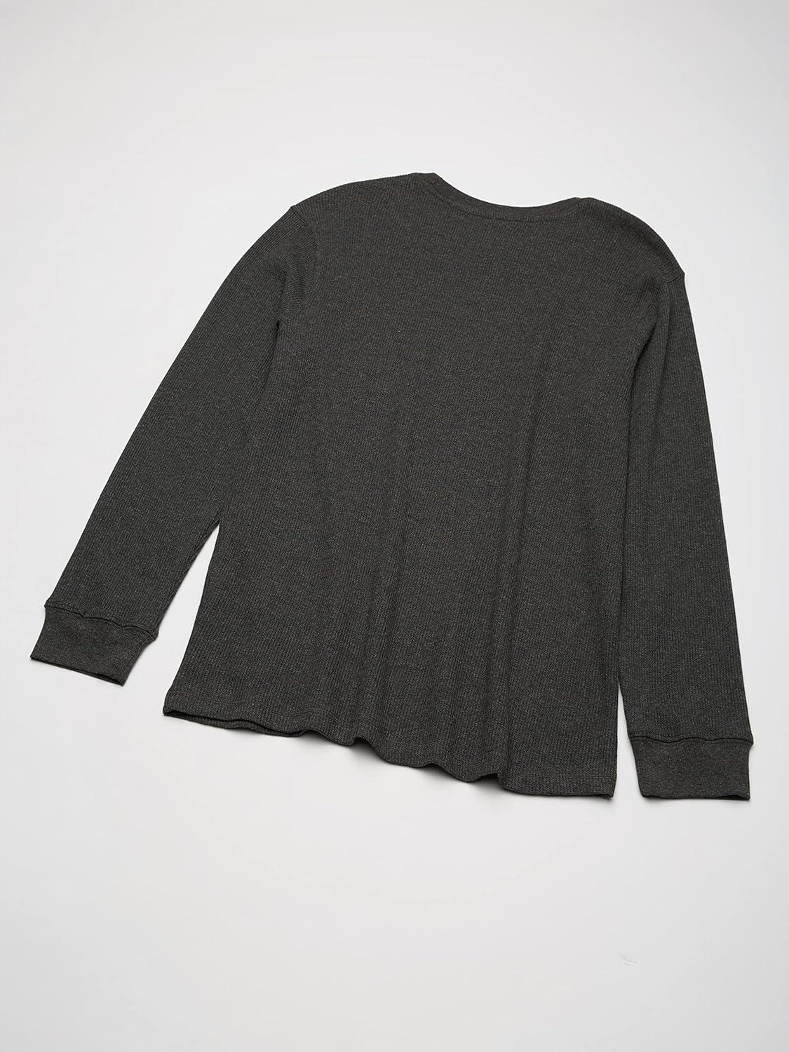 French Toast Boys Long Sleeve Thermal Waffle Tee T-Shirt White(Charcoal Heather (F17))