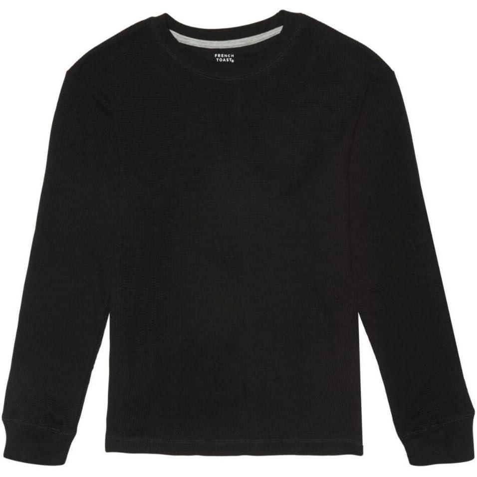 French Toast Boys Long Sleeve Thermal Waffle Tee T-Shirt White(Black)