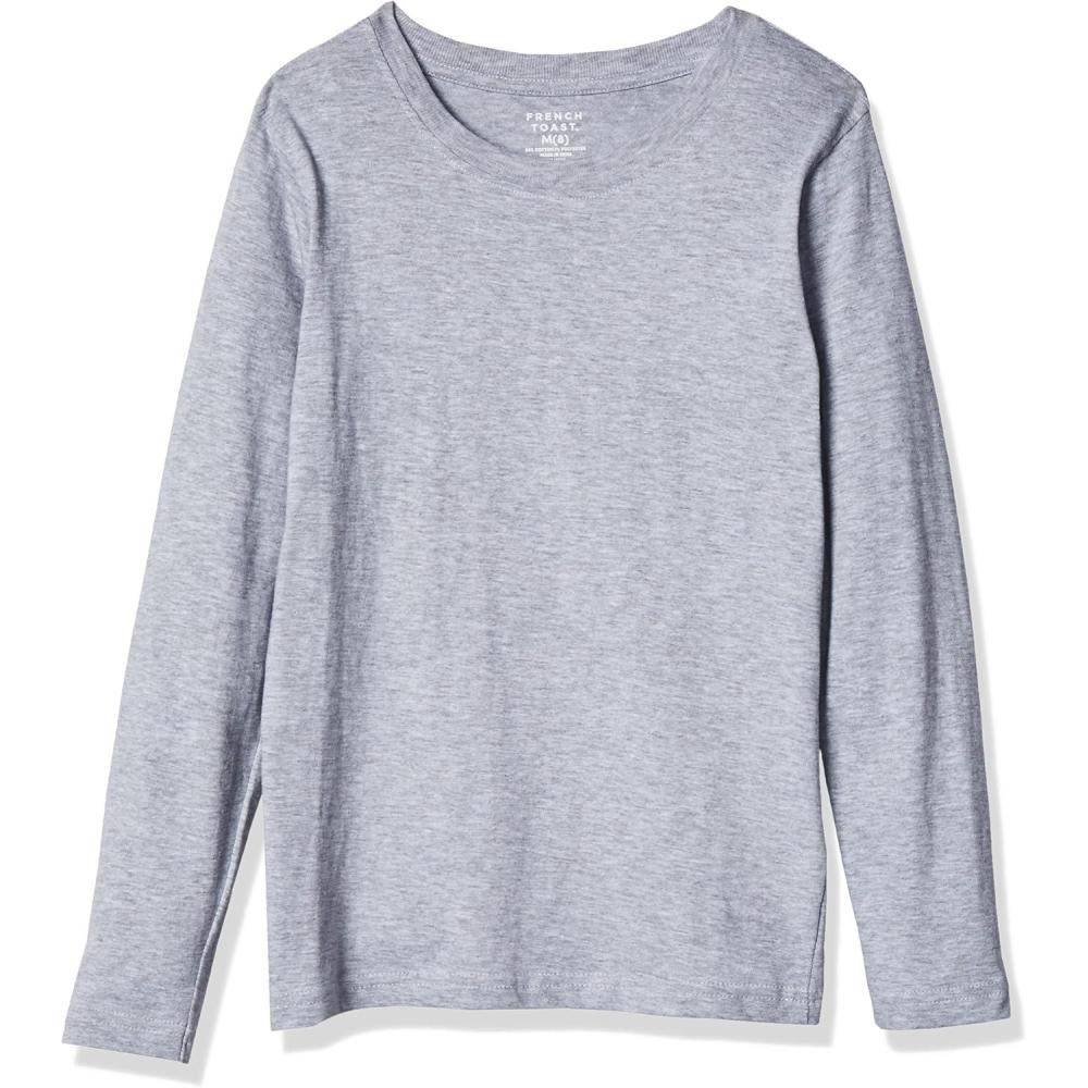 French Toast Boys Long Sleeve Crewneck Tee T-Shirt T Shirt(Heather Gray)