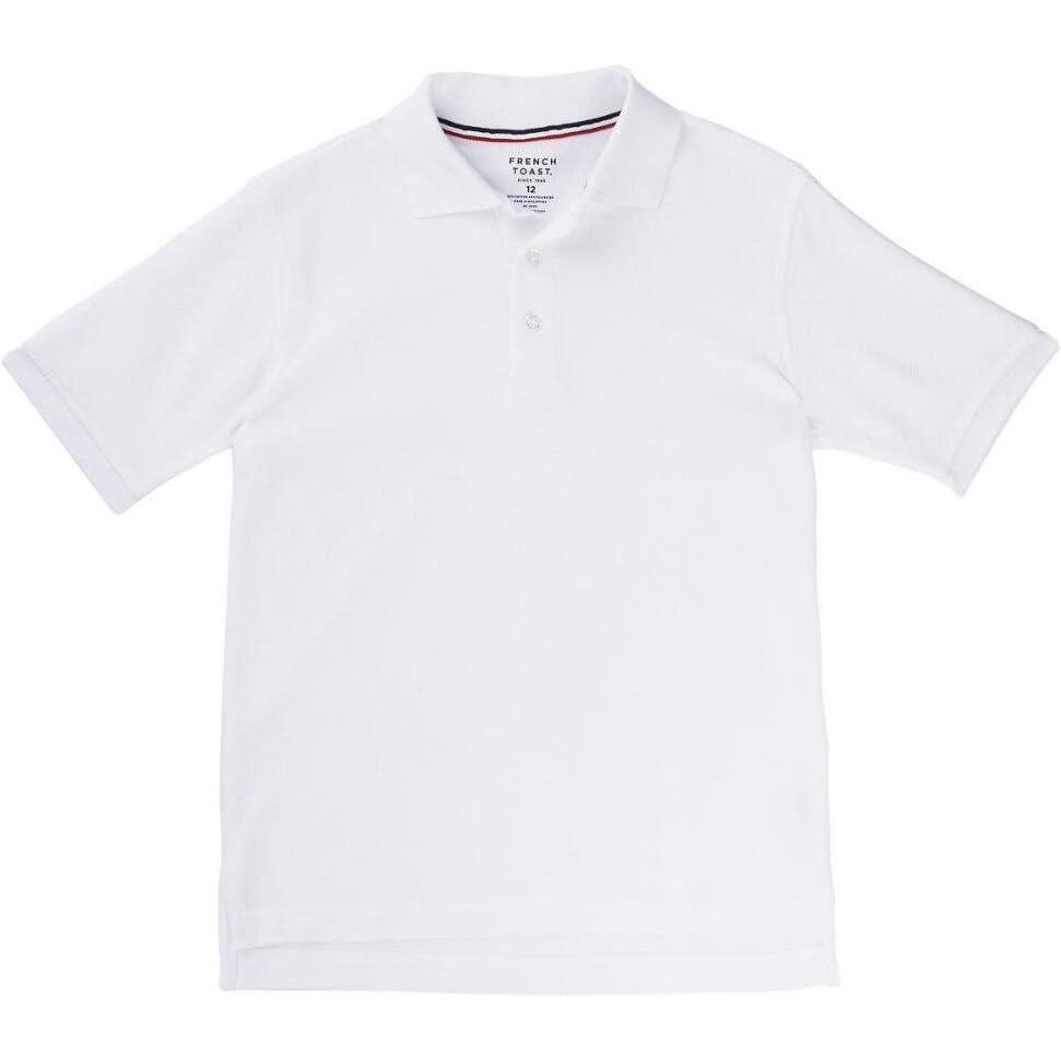 French Toast Boys Short Sleeve Pique Polo Shirt (Standard & Husky), Black, 10(White)