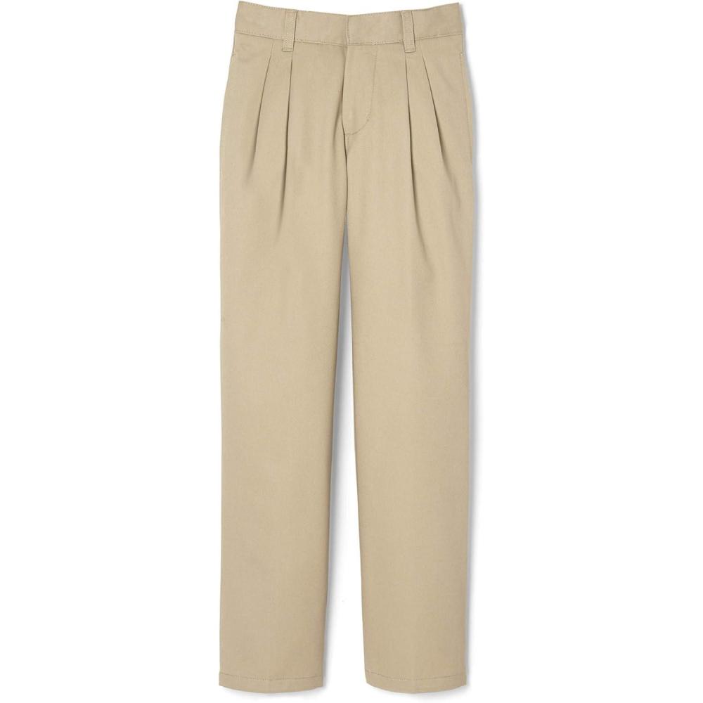 French Toast Little Boys’ Pleated Double Knee Pant with Adjustable Waist(Khaki)