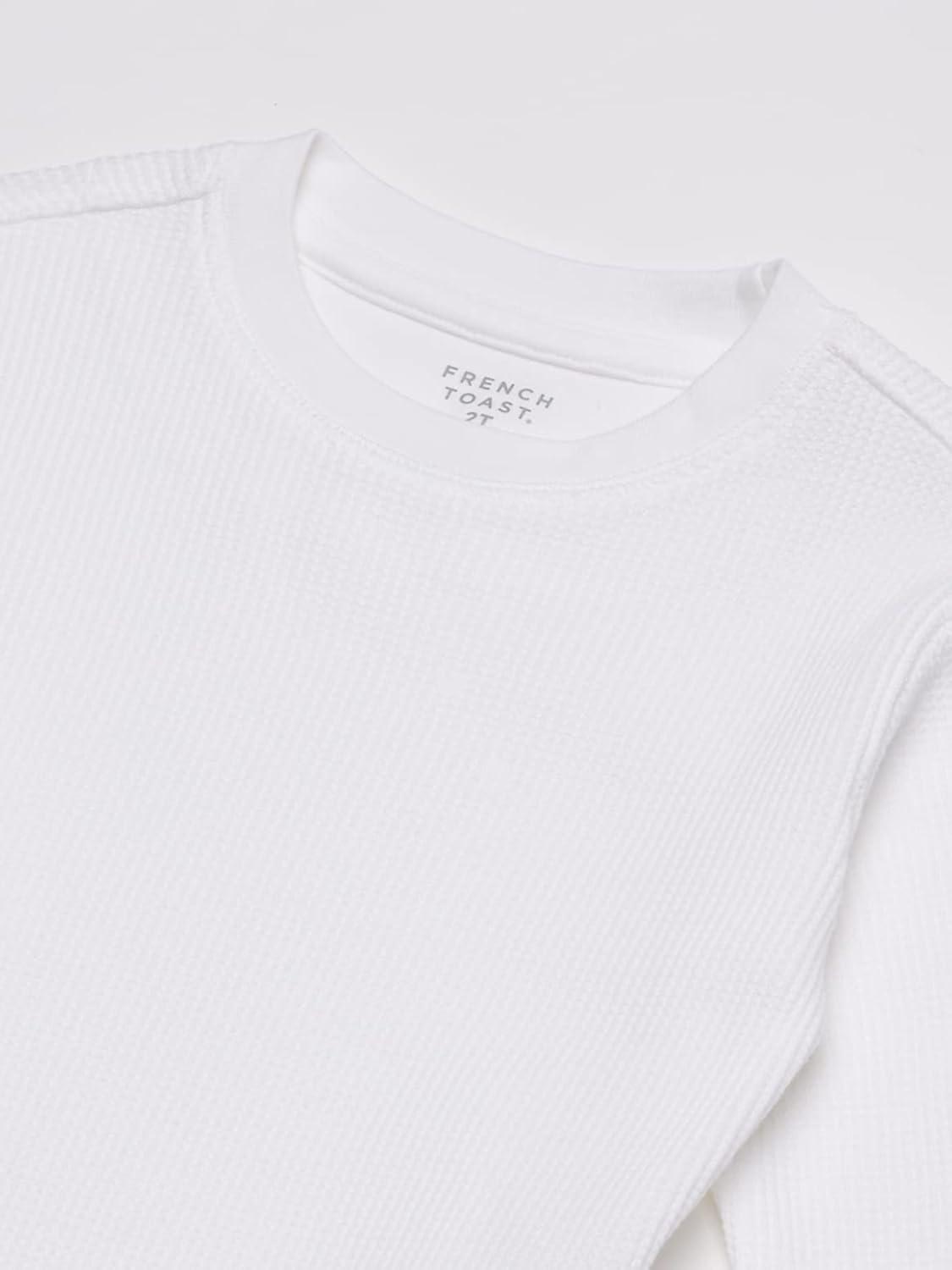 French Toast Boys Long Sleeve Thermal Waffle Tee T-Shirt White(White)