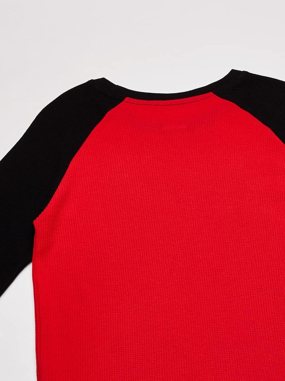 French Toast Boys Long Sleeve Thermal Waffle Tee T-Shirt White(Red Raglan)