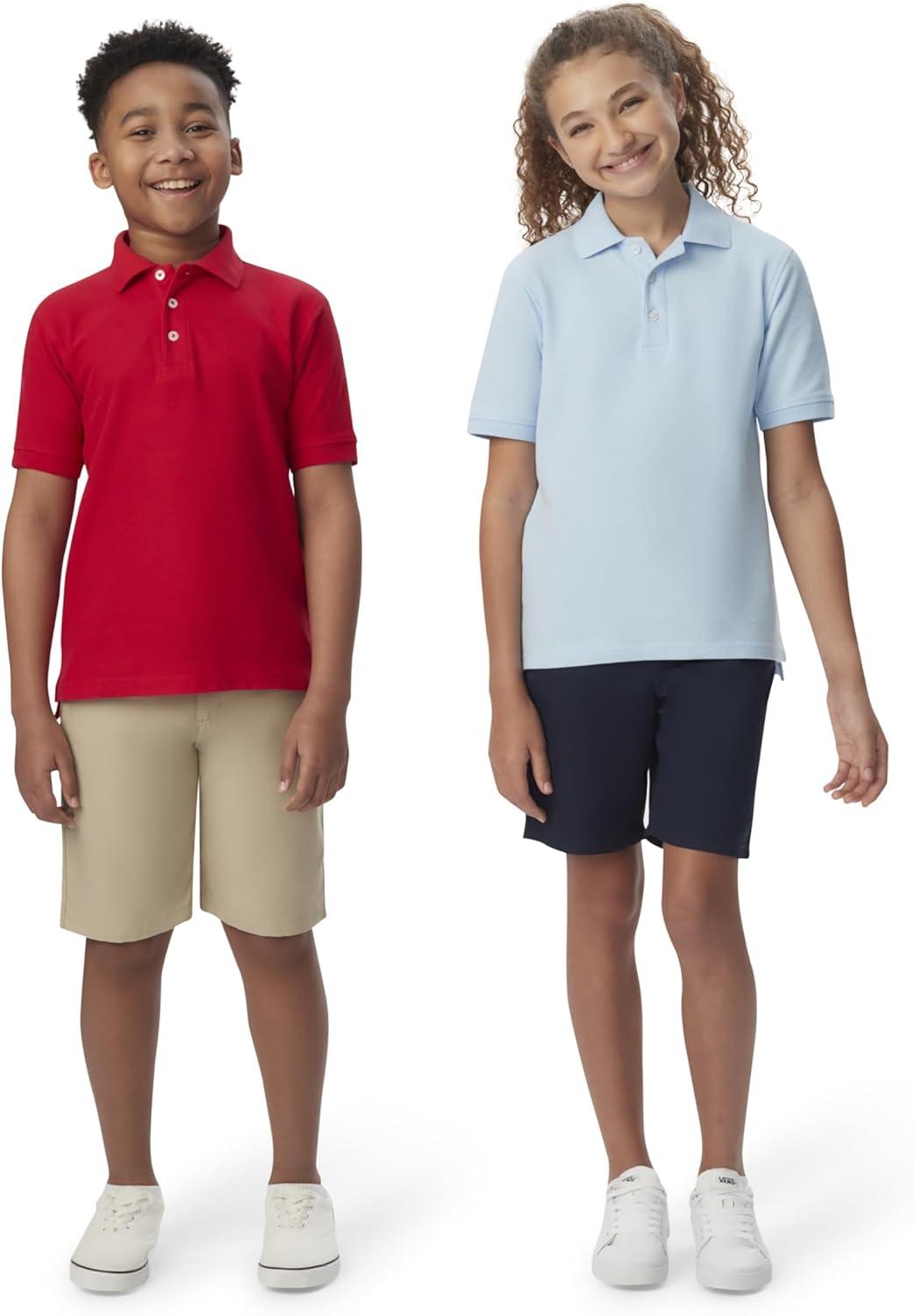 French Toast Boys Short Sleeve Pique Polo Shirt (Standard & Husky), Black, 10(Lime Green)