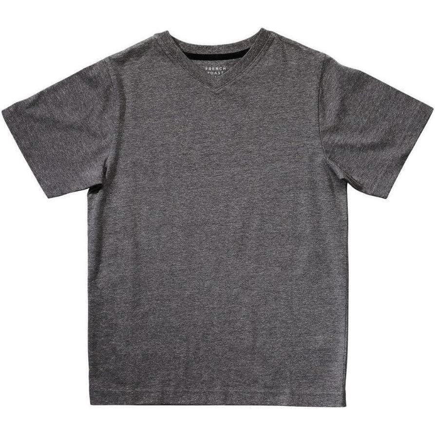 French Toast Men’s Short Sleeve V-Neck Tee(Charcoal Heather Gray)