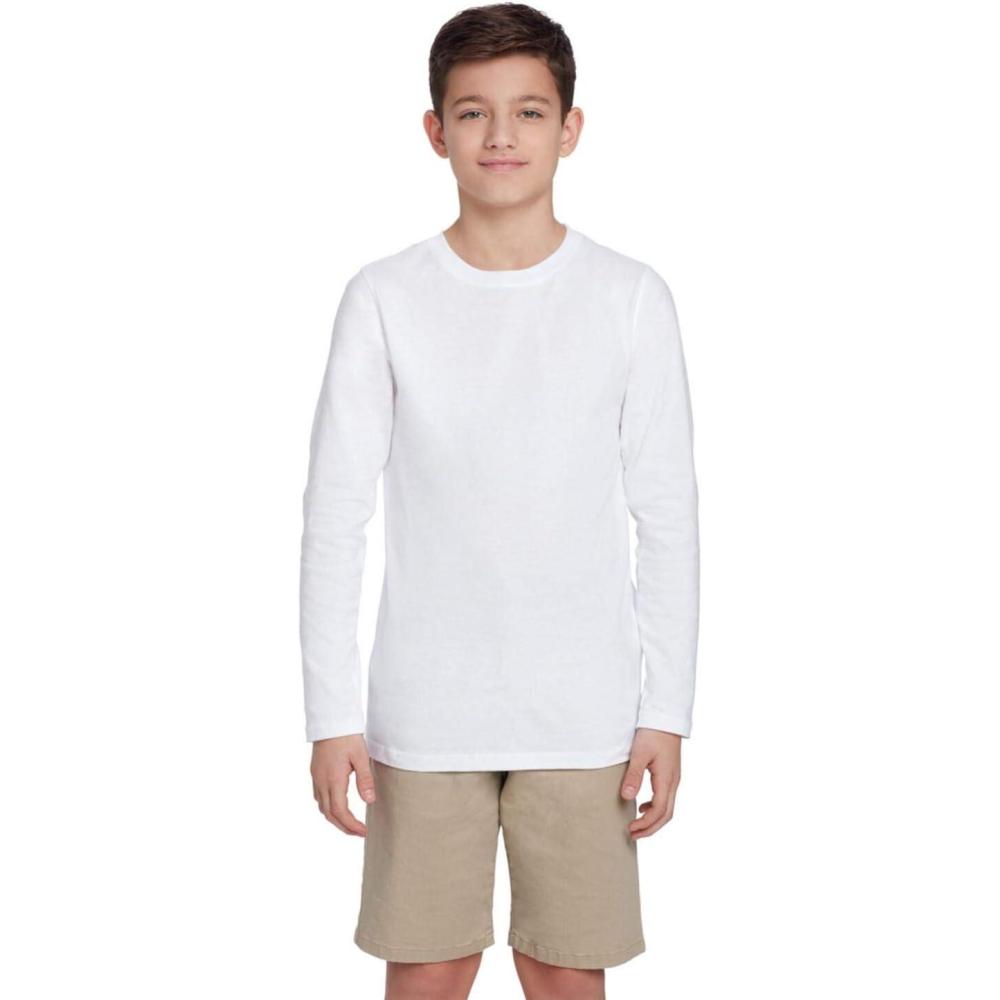 French Toast Boys Long Sleeve Crewneck Tee T-Shirt T Shirt(White)