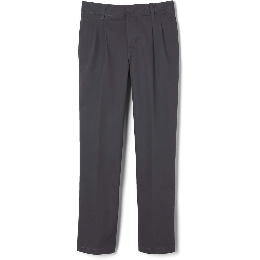 French Toast Little Boys’ Pleated Double Knee Pant with Adjustable Waist(Heather Gray)