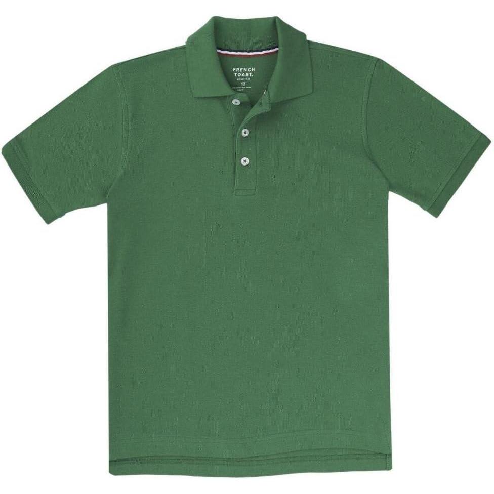 French Toast Boys Short Sleeve Pique Polo Shirt (Standard & Husky), Black, 10(Kelly Green)