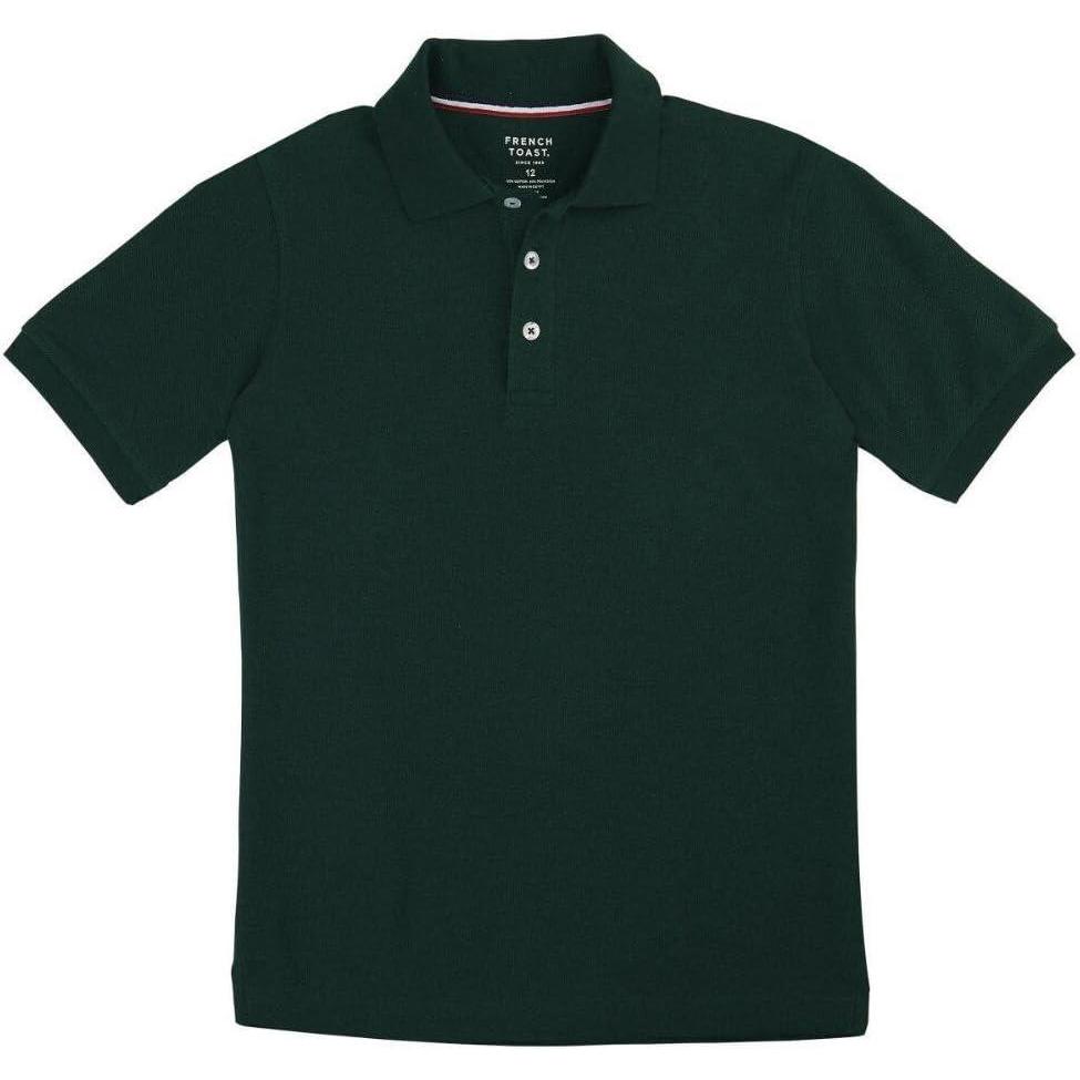 French Toast Boys Short Sleeve Pique Polo Shirt (Standard & Husky), Black, 10(Hunter Green)