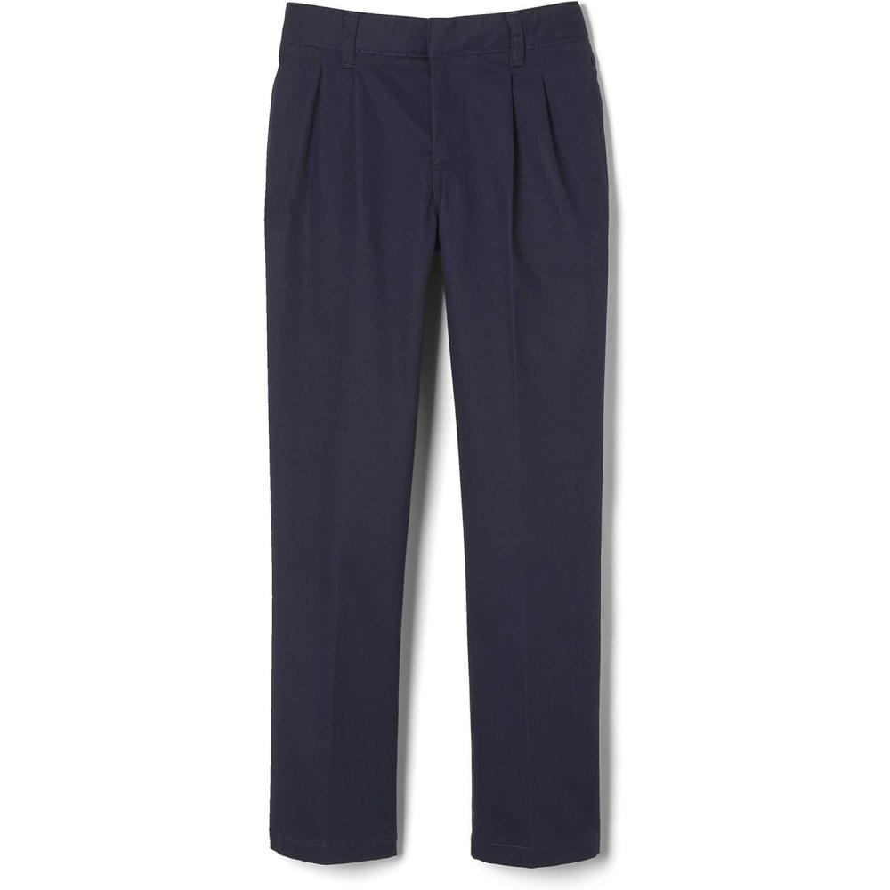 French Toast Little Boys’ Pleated Double Knee Pant with Adjustable Waist(Navy)