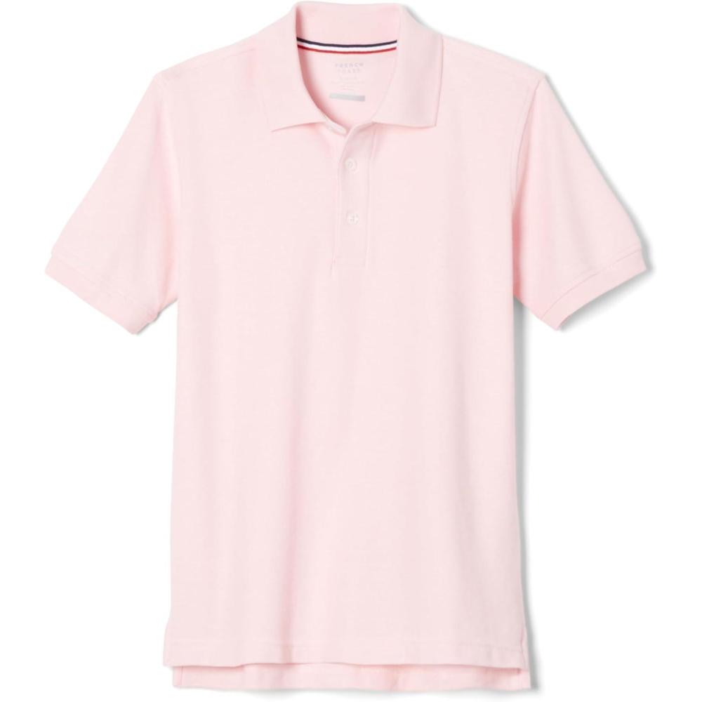 French Toast Boys Short Sleeve Pique Polo Shirt (Standard & Husky), Black, 10(Pink)