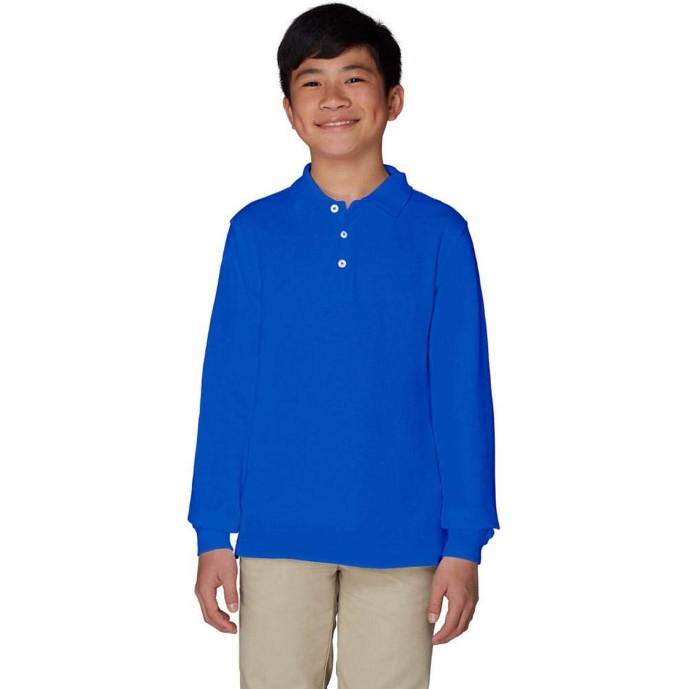 French Toast Boys Short Sleeve Pique Polo Shirt (Standard & Husky), Black, 10(Royal Blue)