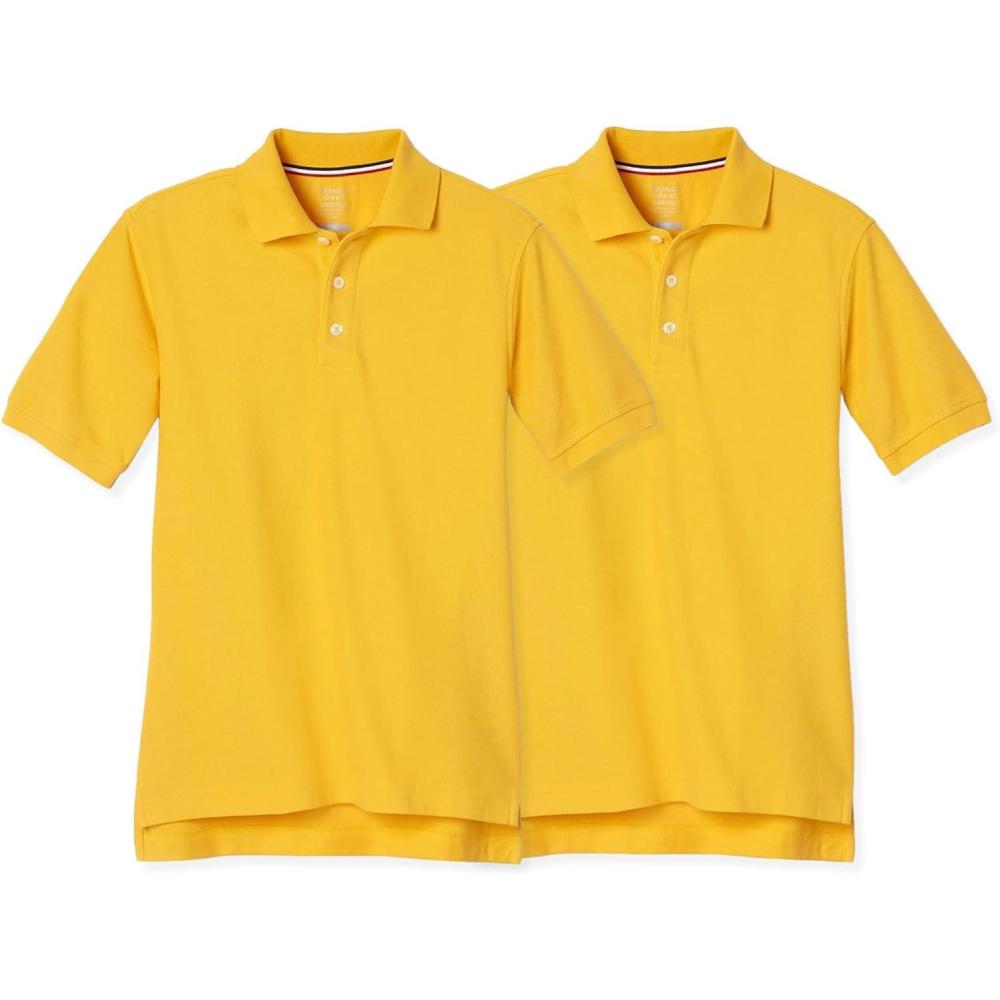 French Toast Boys’ 2-Pack Short Sleeve Pique Polo Shirt(Gold)