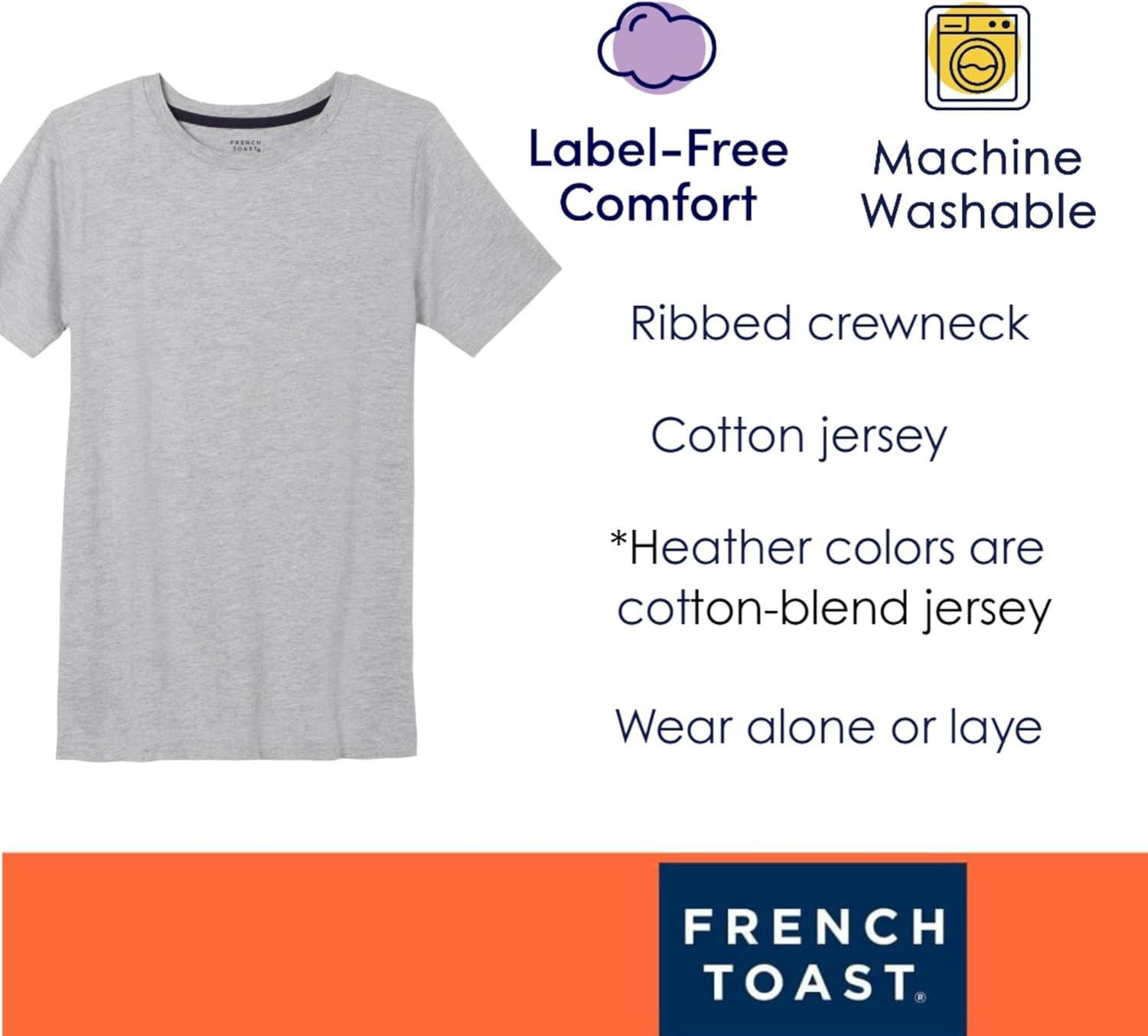 French Toast Boys Short Sleeve Crewneck Tee T Shirt(White)