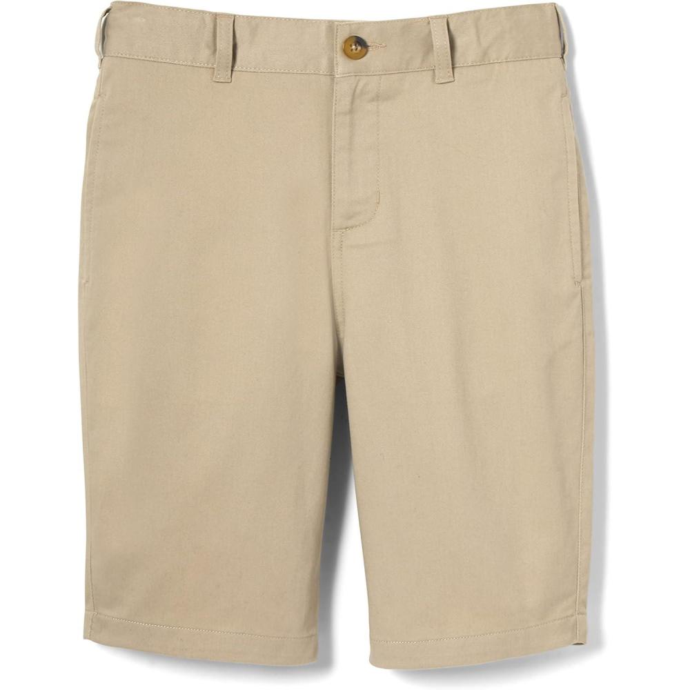 French Toast Boys’ Adjustable Waist Flat Front Chino Bermuda Shorts with Stretch (Standard & Husky), Khaki, 14 Husky