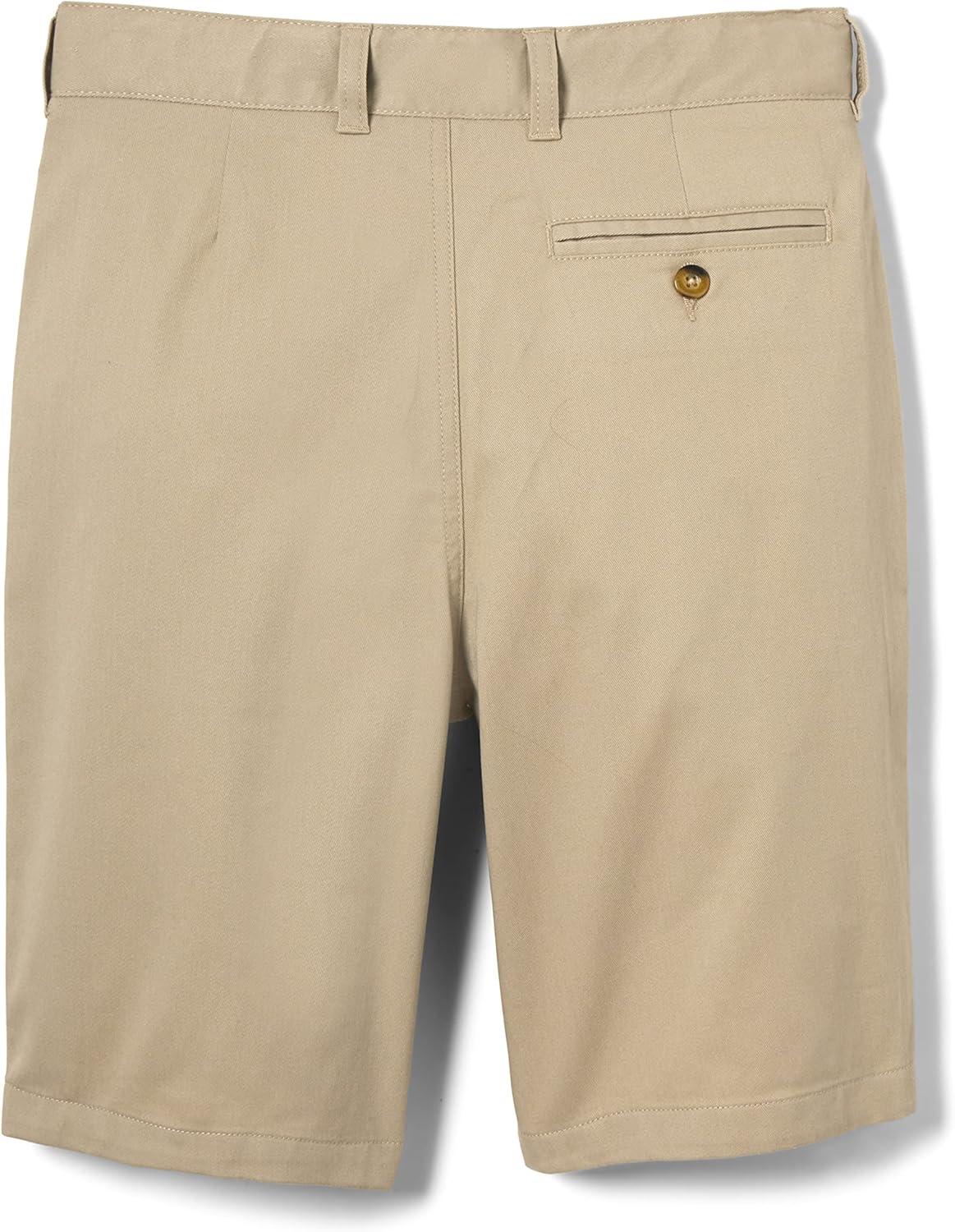 French Toast Boys’ Adjustable Waist Flat Front Chino Bermuda Shorts with Stretch (Standard & Husky), Khaki, 14 Husky