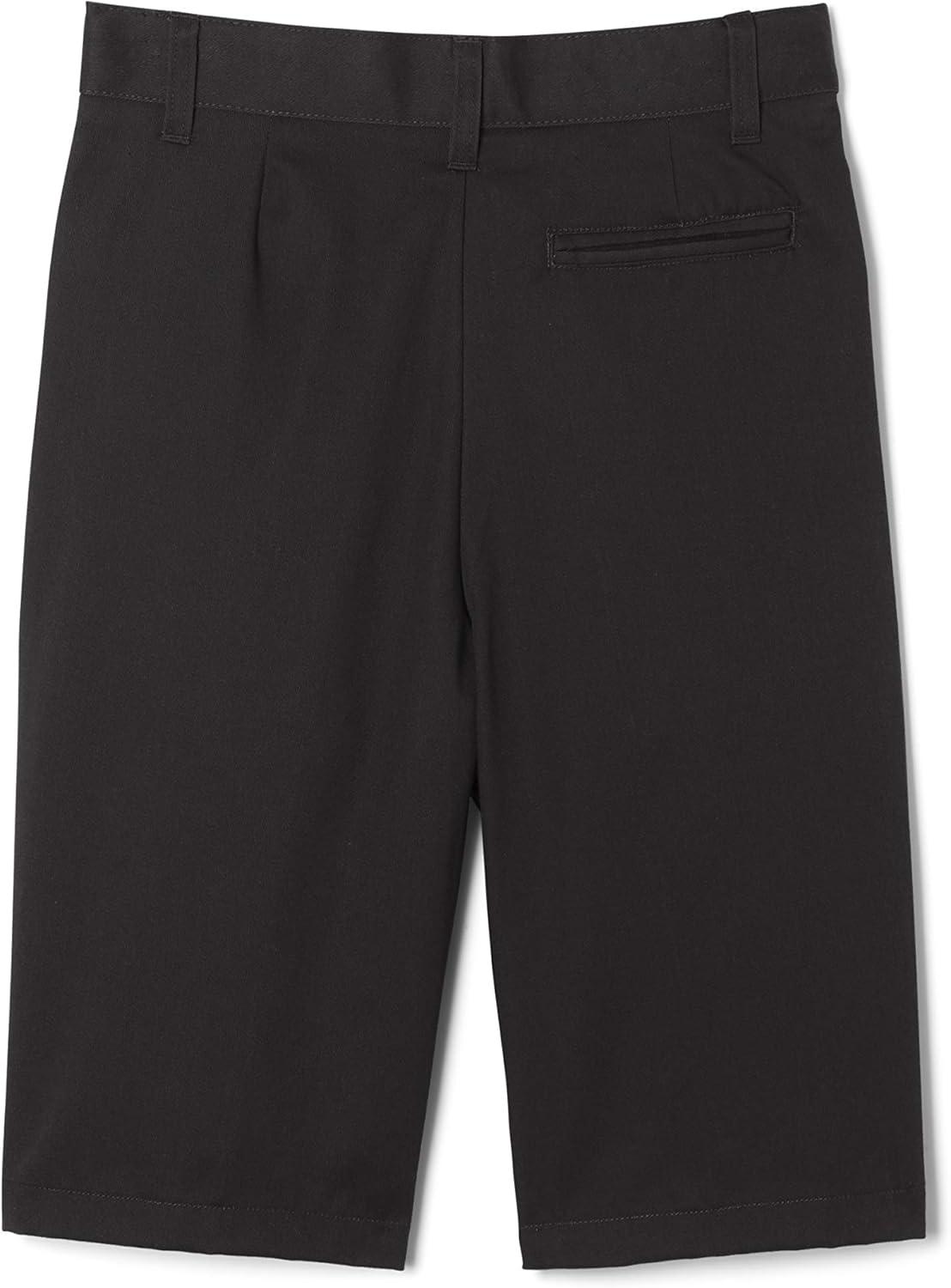 French Toast Boys’ Adjustable Waist Stretch Flat Front Shorts (Standard & Husky) for School Uniform(Black)