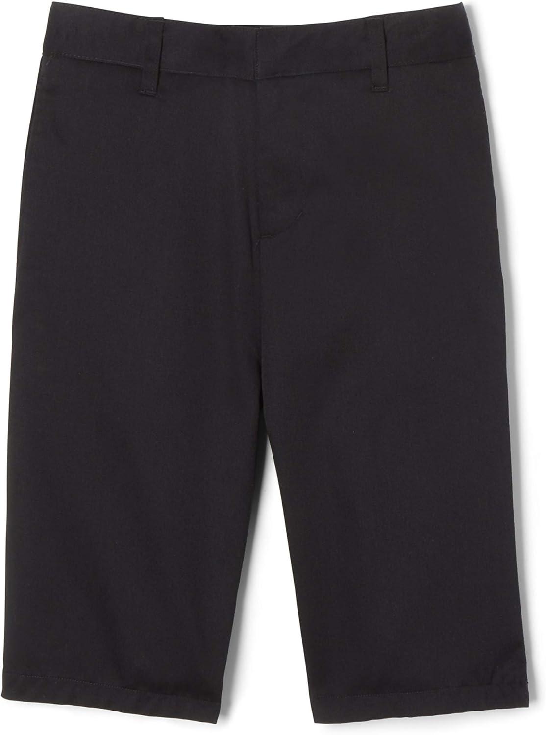 French Toast Boys’ Adjustable Waist Stretch Flat Front Shorts (Standard & Husky) for School Uniform(Black)