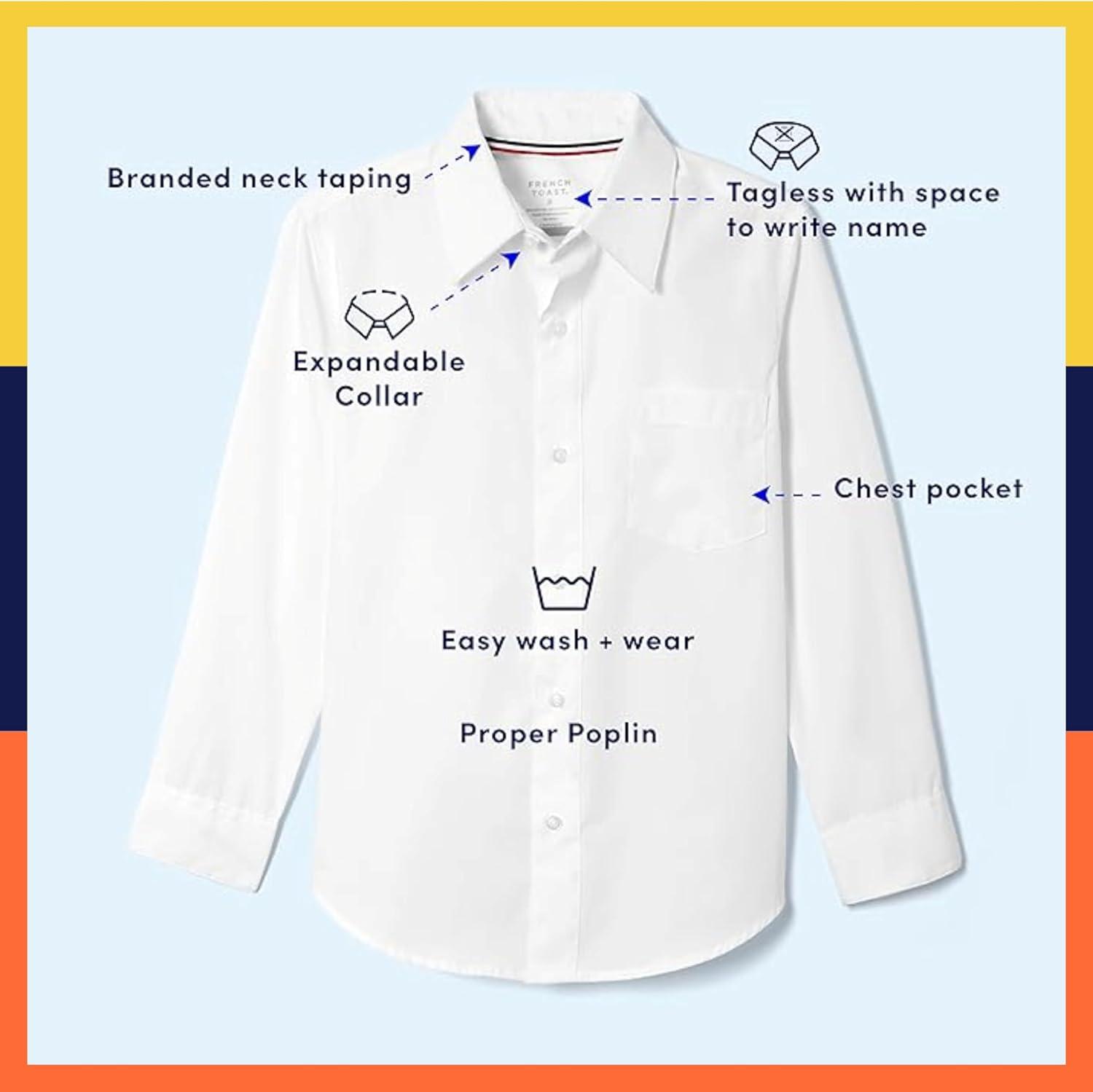 French Toast Boys’ Expandable Collar Button Down Dress Shirt with Long Sleeves (Standard & Husky)(Yellow)