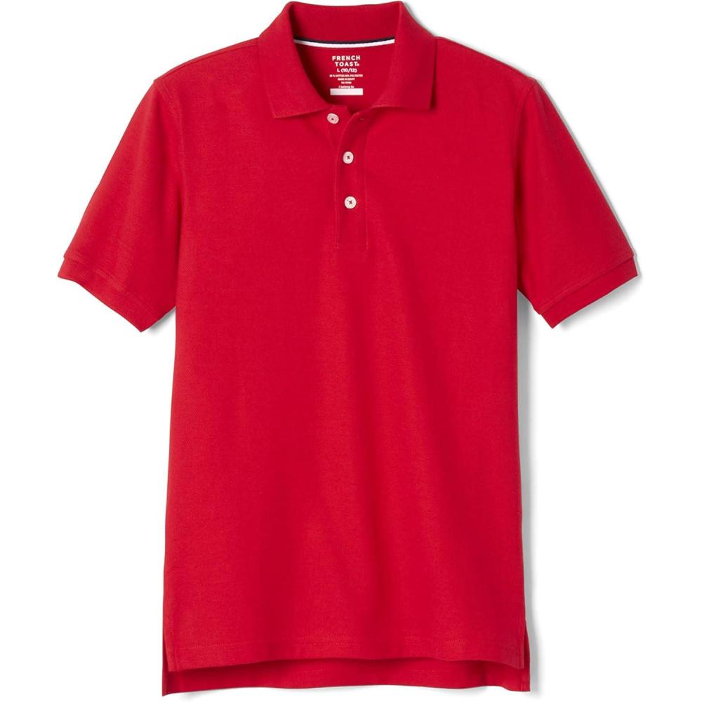 French Toast Boys’ 2-Pack Short Sleeve Pique Polo Shirt(Red)