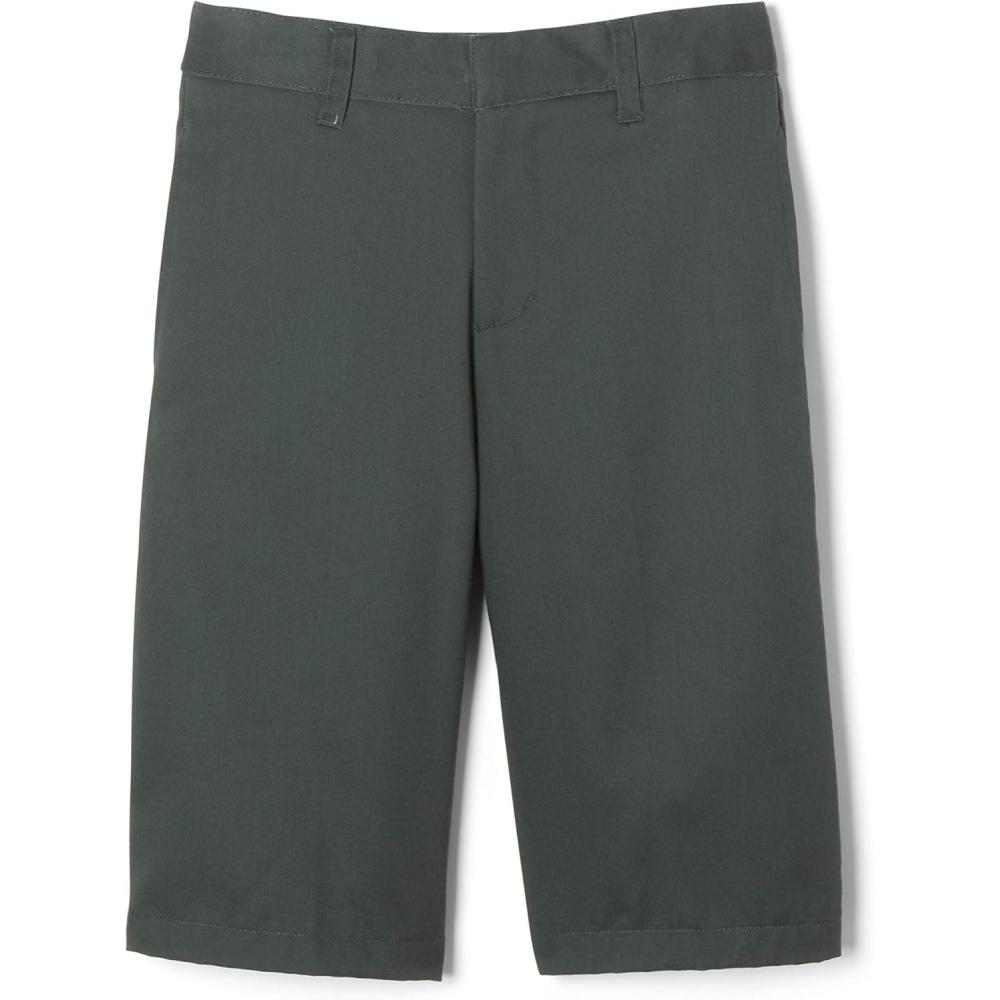 French Toast Boys’ Adjustable Waist Stretch Flat Front Shorts (Standard & Husky) for School Uniform(Hunter Green)