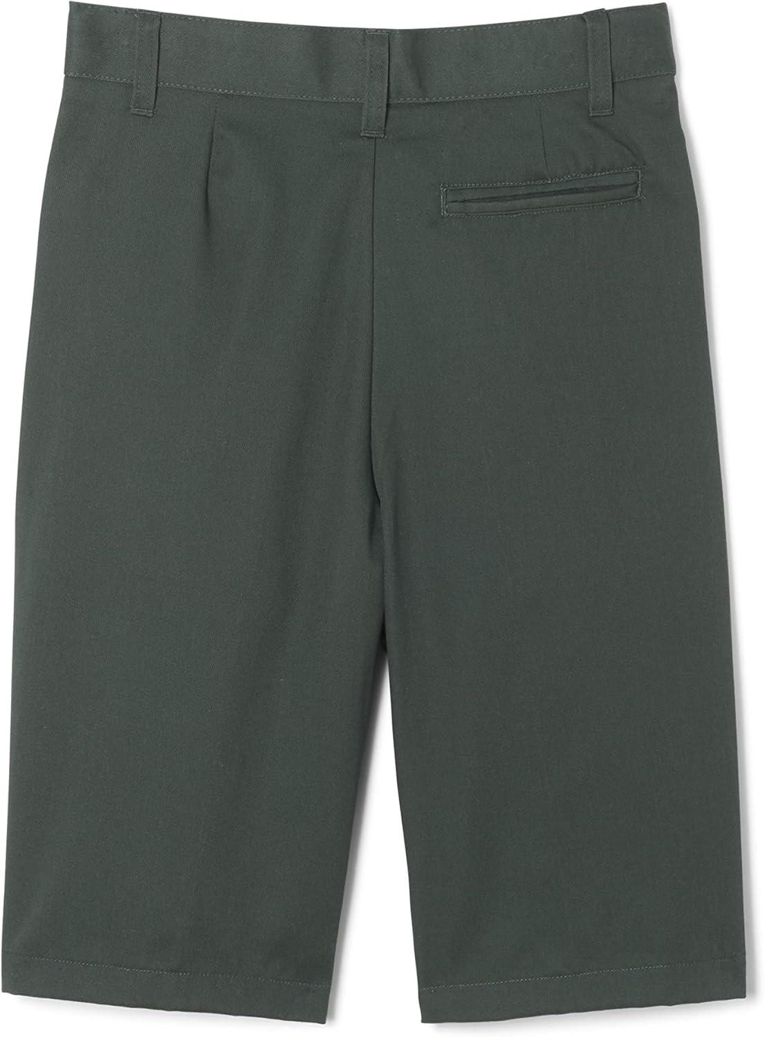 French Toast Boys’ Adjustable Waist Stretch Flat Front Shorts (Standard & Husky) for School Uniform(Hunter Green)