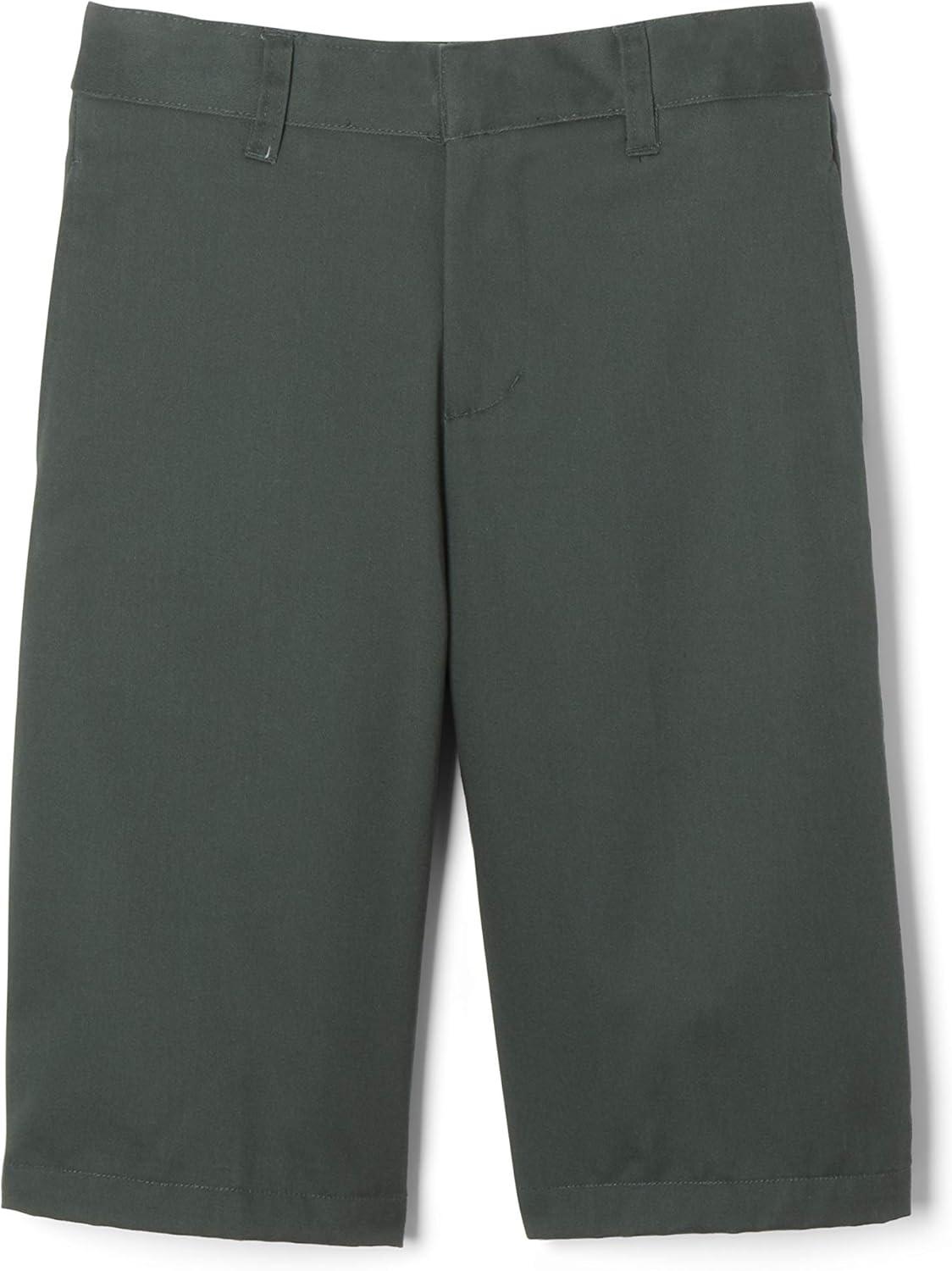French Toast Boys’ Adjustable Waist Stretch Flat Front Shorts (Standard & Husky) for School Uniform(Hunter Green)