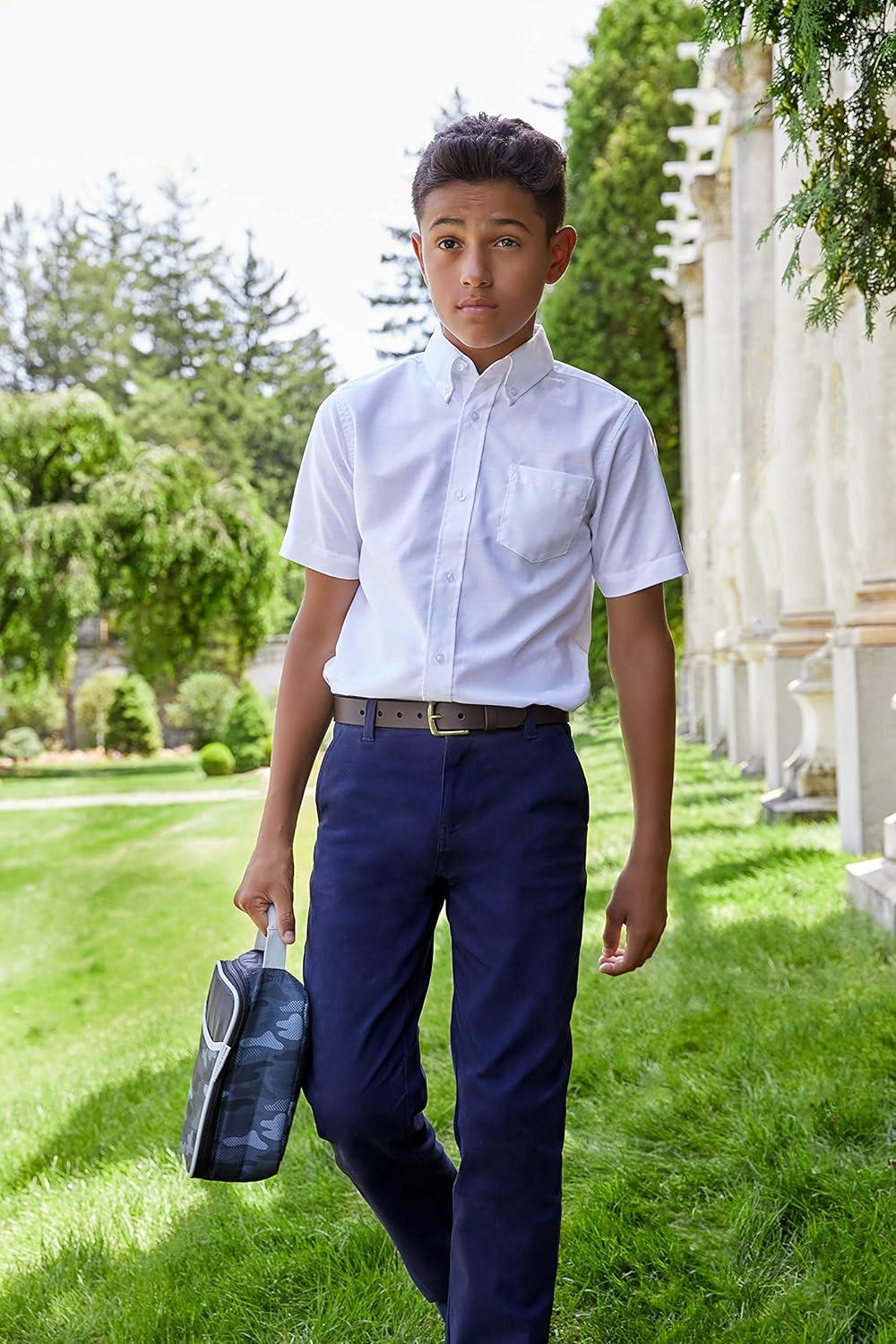French Toast Boys’ Adjustable Waist Straight Fit Stretch Twill Chino Pant(School Uniform Navy)