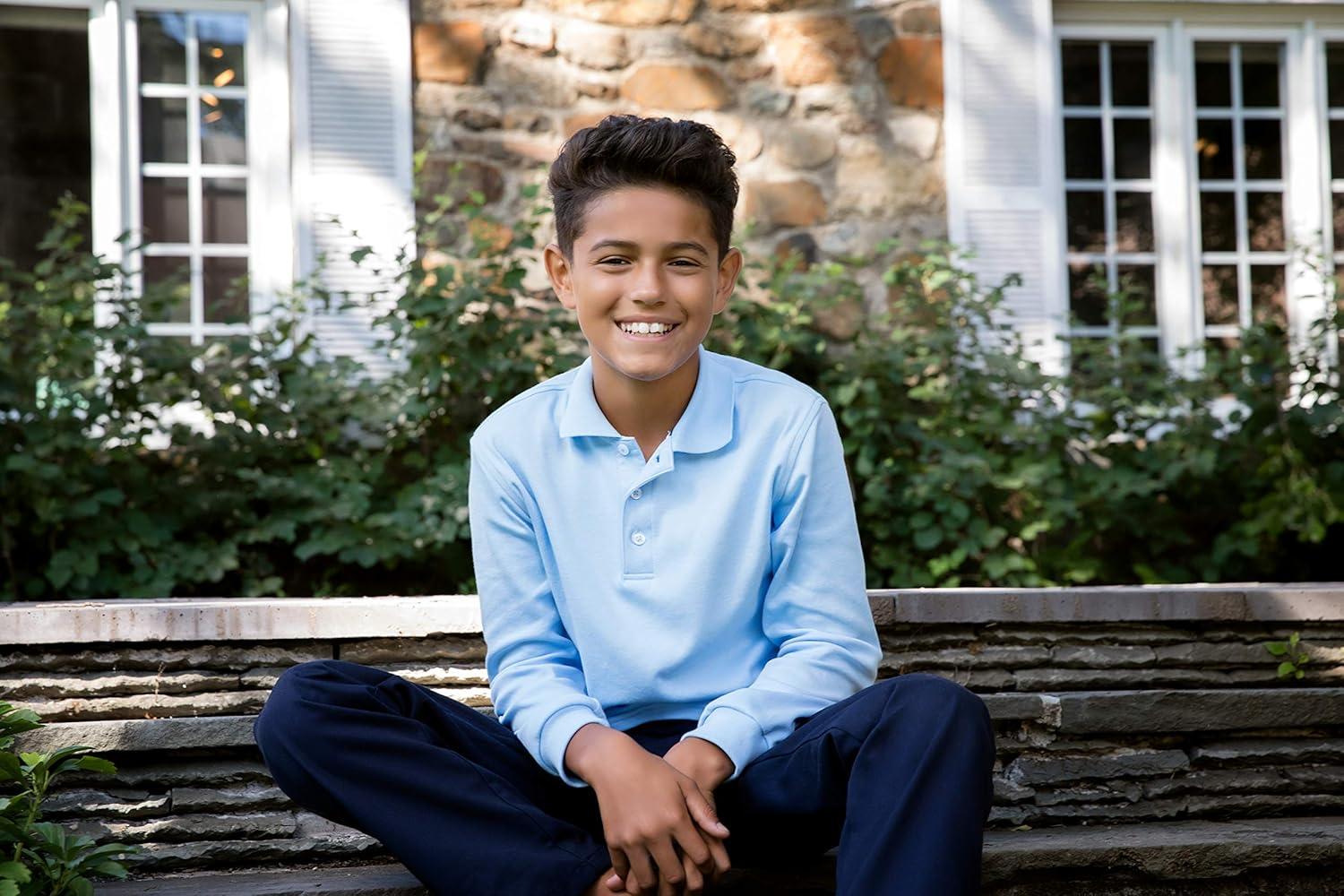 French Toast Boys’ Adjustable Waist Relaxed Fit Twill Pant (Standard, Slim & Husky)(Navy)